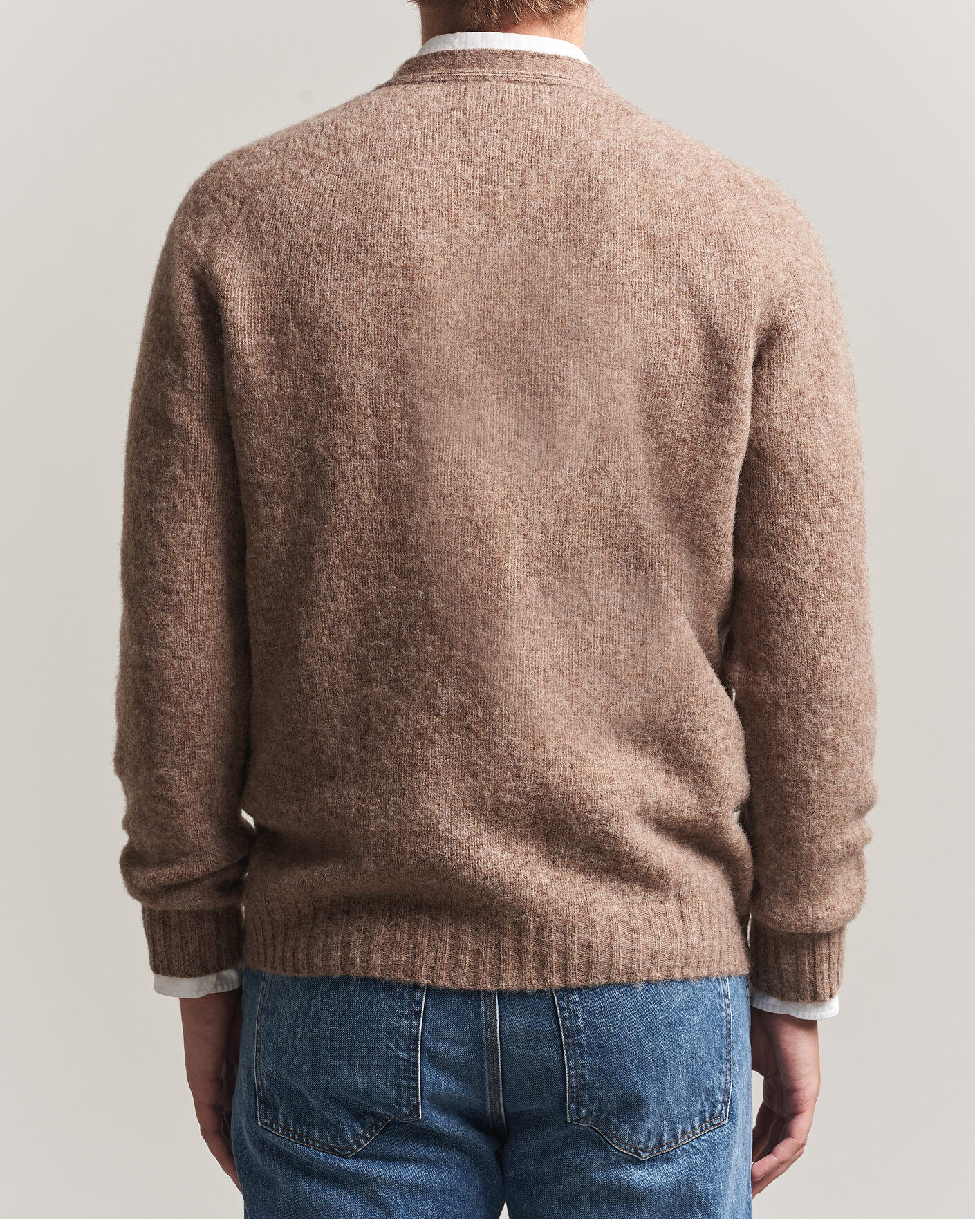 Herren | Pullover | Harley Of Scotland | Brushed Supersoft Lambswool Cardigan Tundra