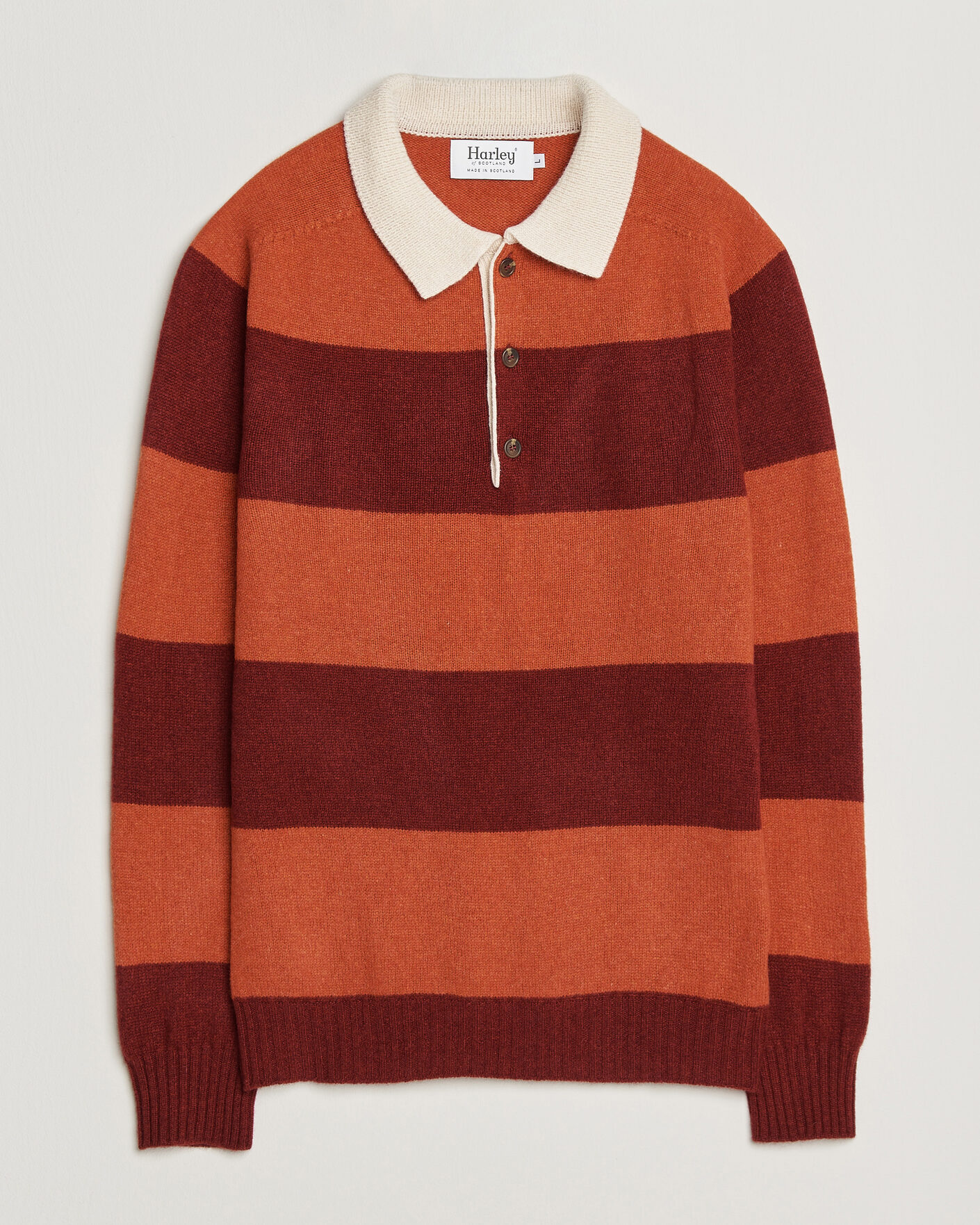 Herren | Pullover | Harley Of Scotland | Supersoft 2ply Lambswool Rugby Red/Orange