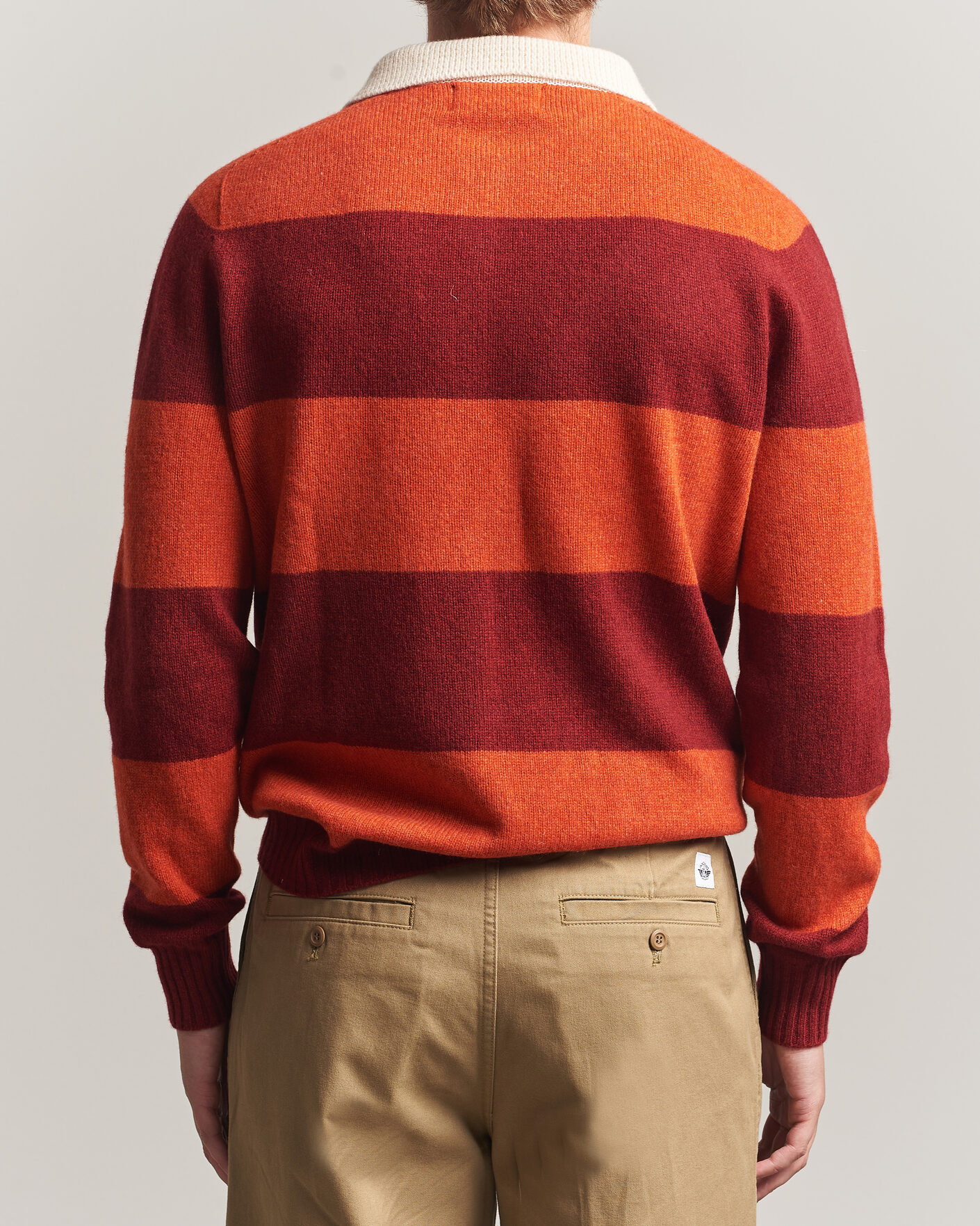 Herren | Pullover | Harley Of Scotland | Supersoft 2ply Lambswool Rugby Red/Orange