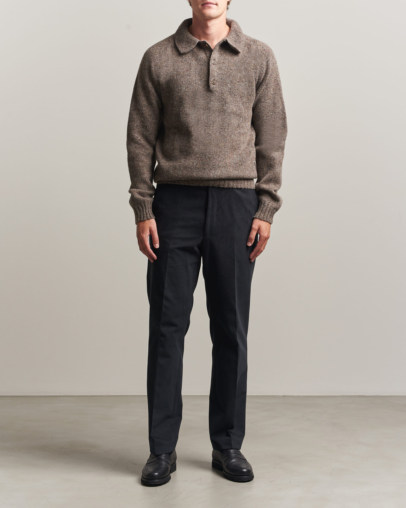 Herren | Pullover | Harley Of Scotland | Donegal Wool Polo Brown