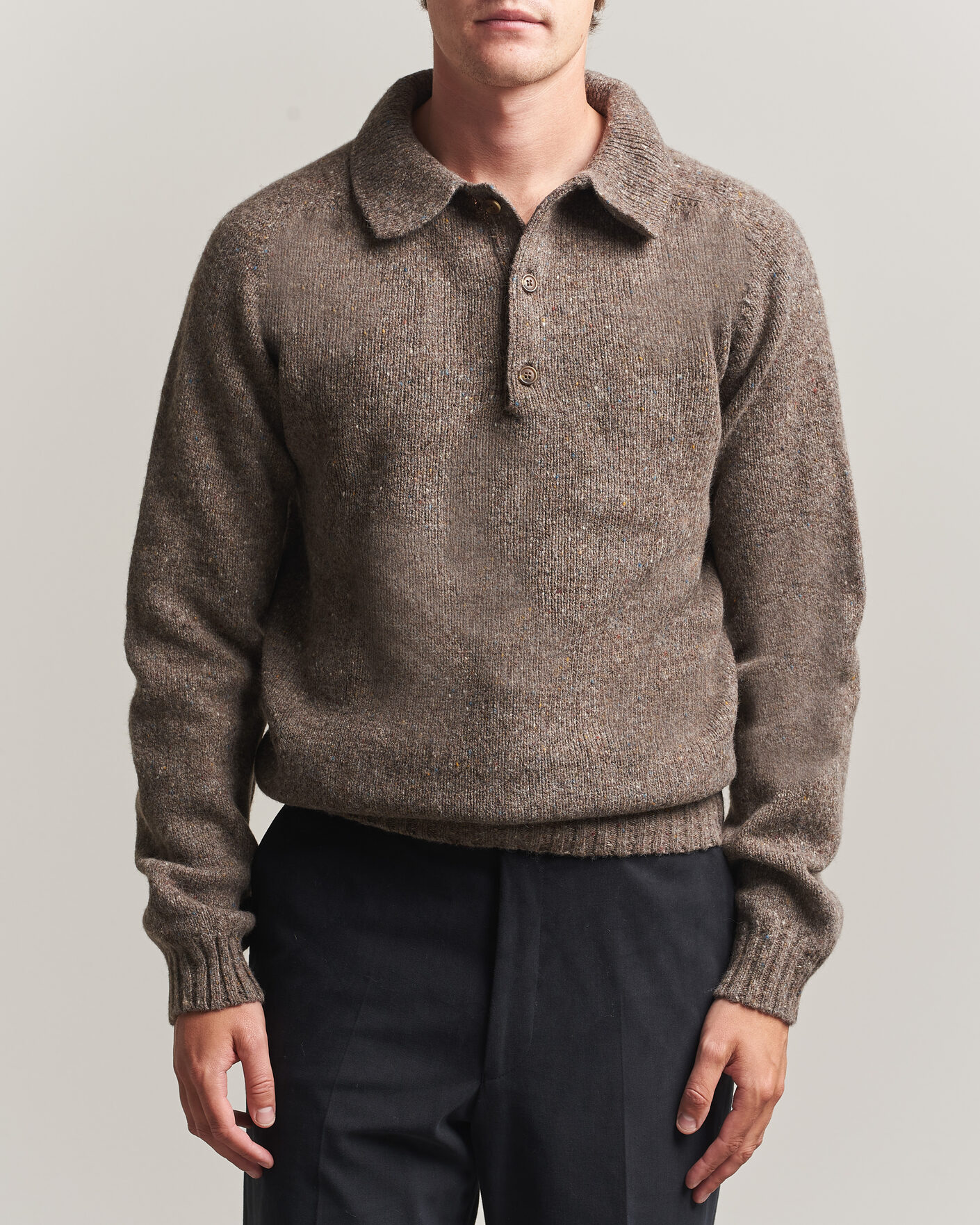 Herren | Pullover | Harley Of Scotland | Donegal Wool Polo Brown