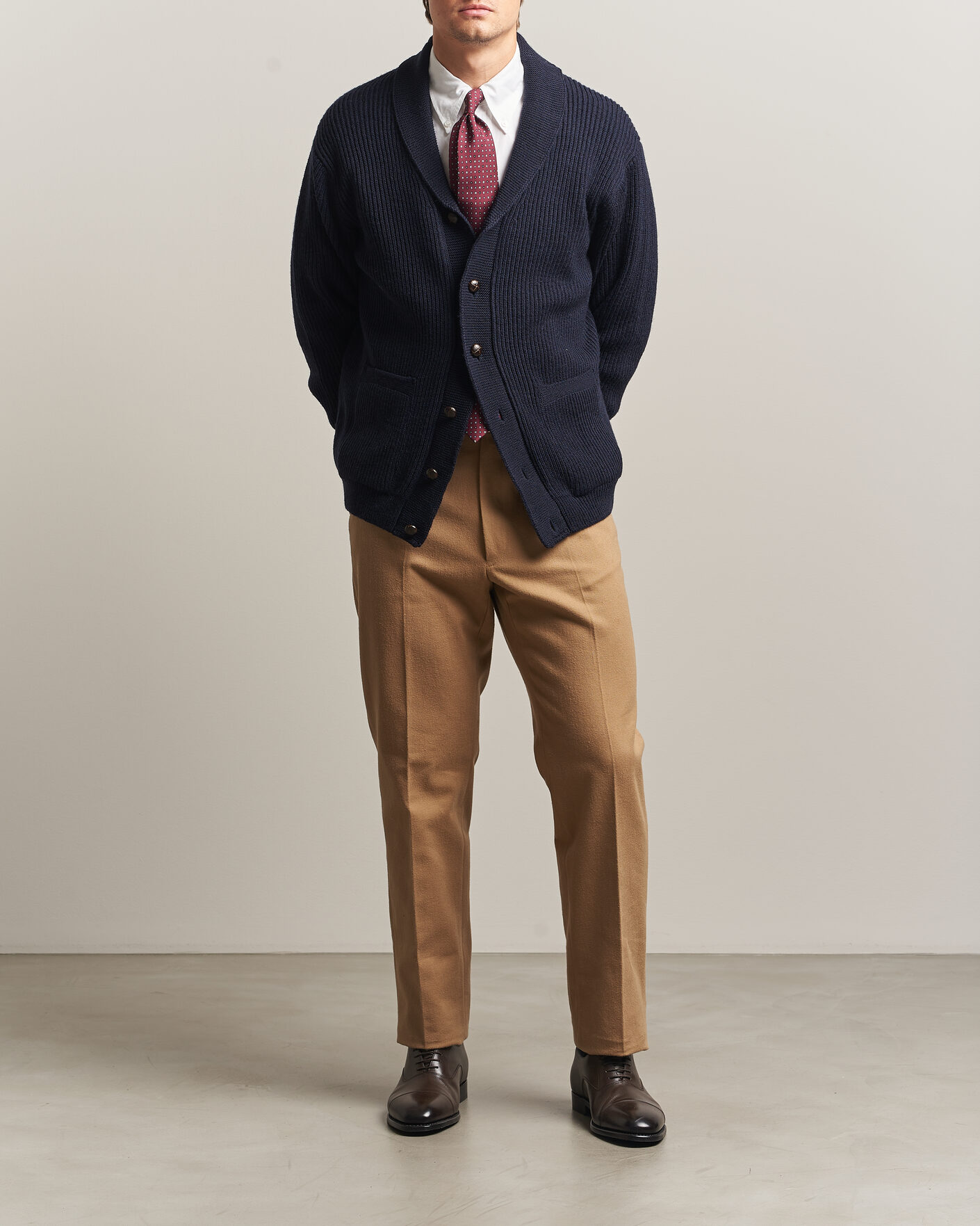 Herren | Pullover | Kamakura Shirts | McQueen Shawl Collar Cardigan Navy