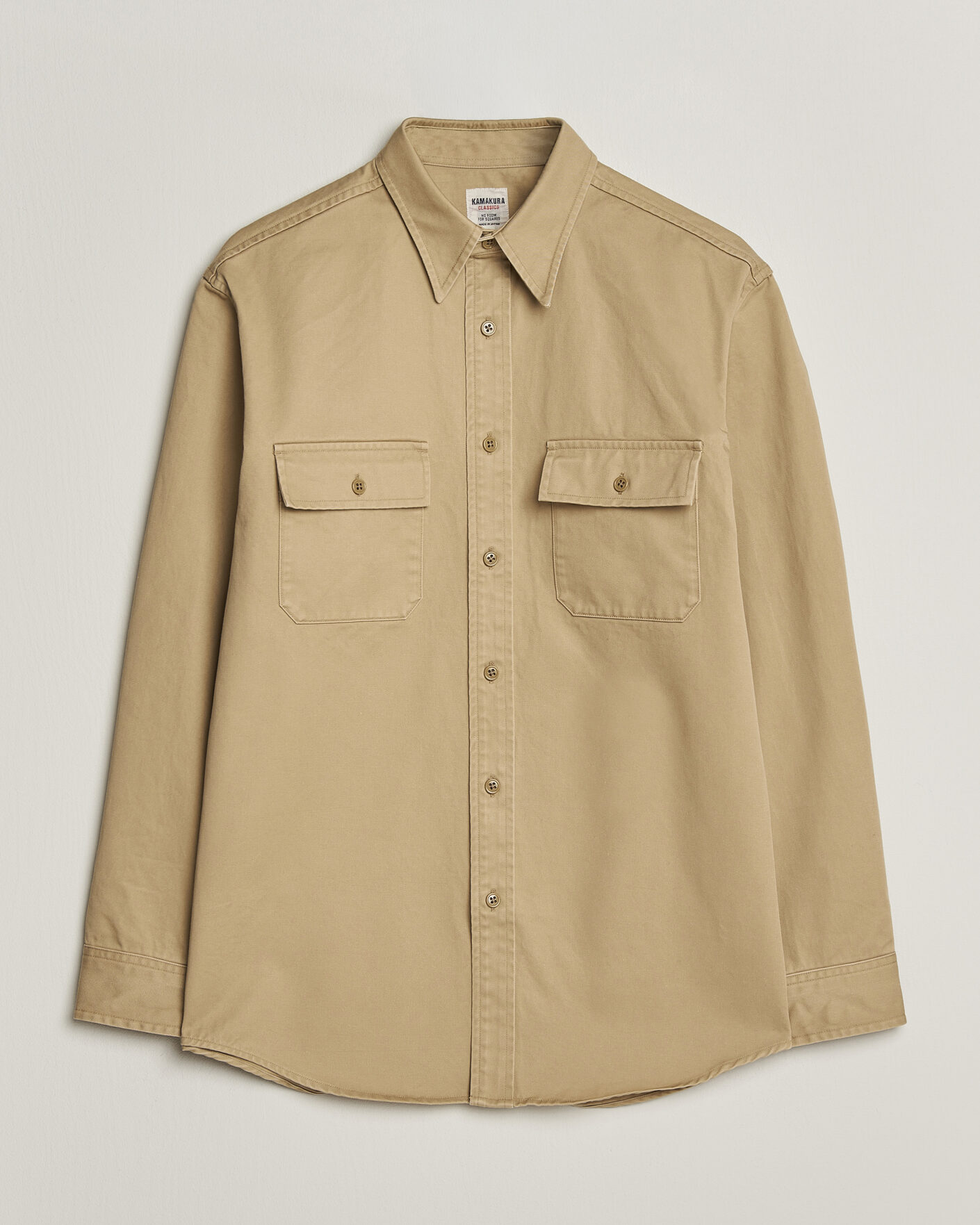 Herren | Hemden | Kamakura Shirts | Cotton Twill CPO Overshirt Beige