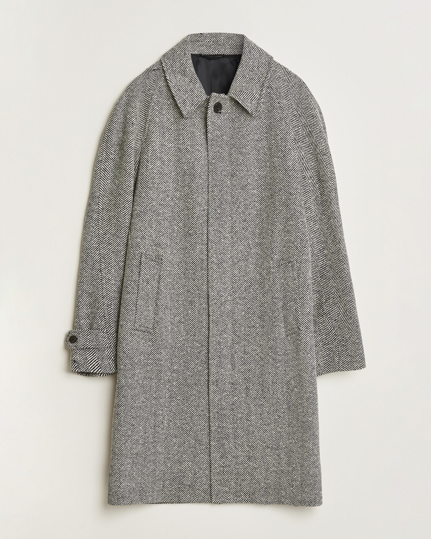Herren | Jacken | Lardini | Wool Herringbone Raglan Coat Dark Grey
