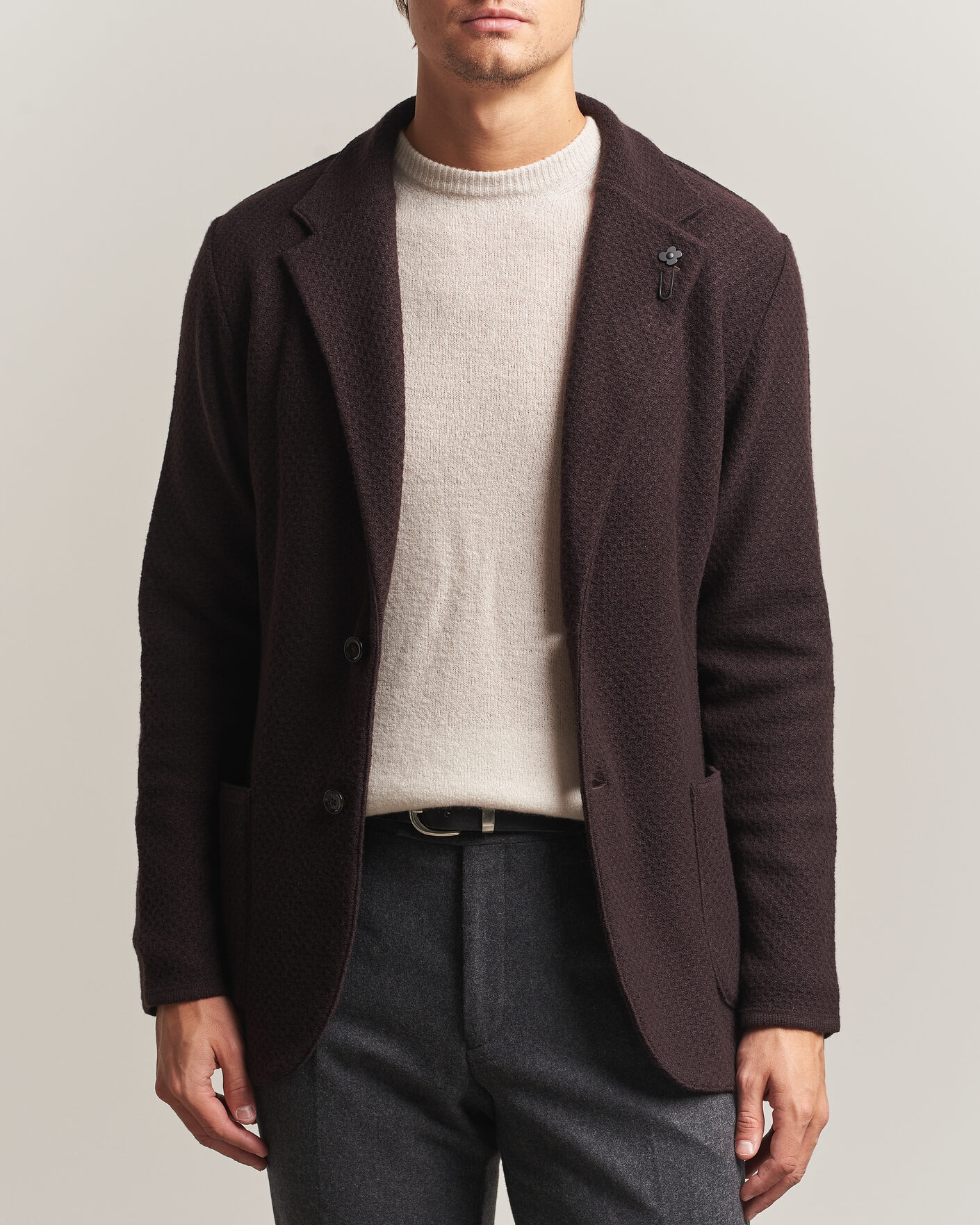 Herren | Sakkos | Lardini | Knitted Structure Wool/Cashmere Blazer Brown