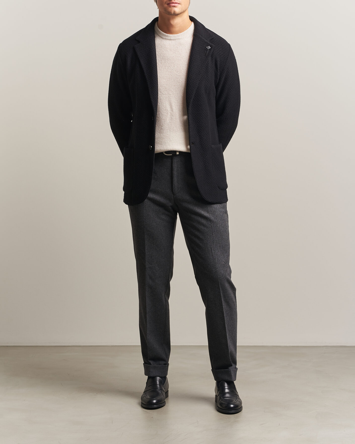 Herren | Sakkos | Lardini | Knitted Structure Wool/Cashmere Blazer Black