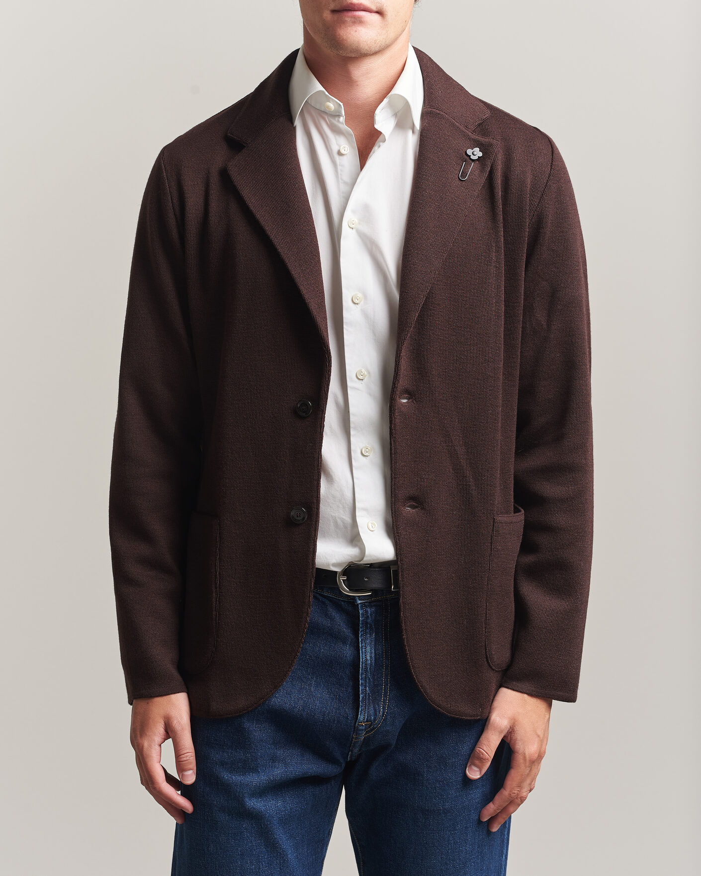 Herren | Sakkos | Lardini | Knitted Wool Blazer Brown