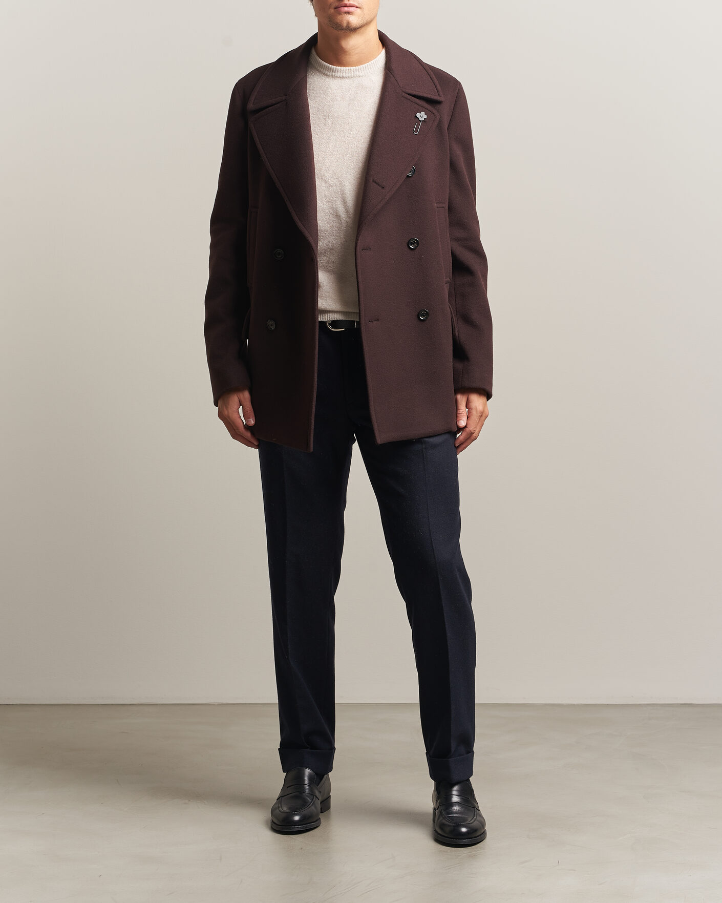 Herren | Jacken | Lardini | Wool Peacoat Brown