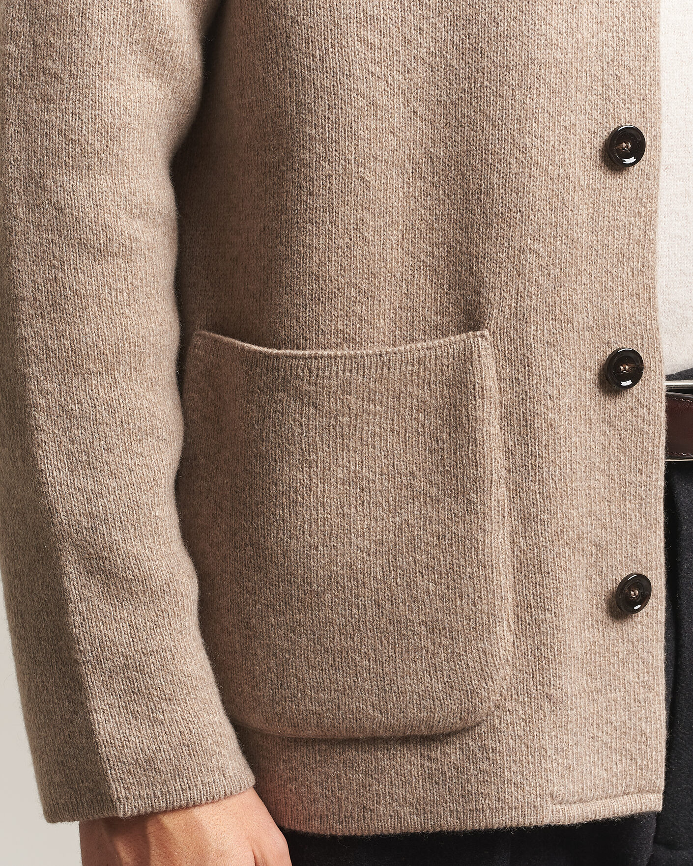 Herren | Pullover | Lardini | Knitted Cashmere Overshirt Light Brown
