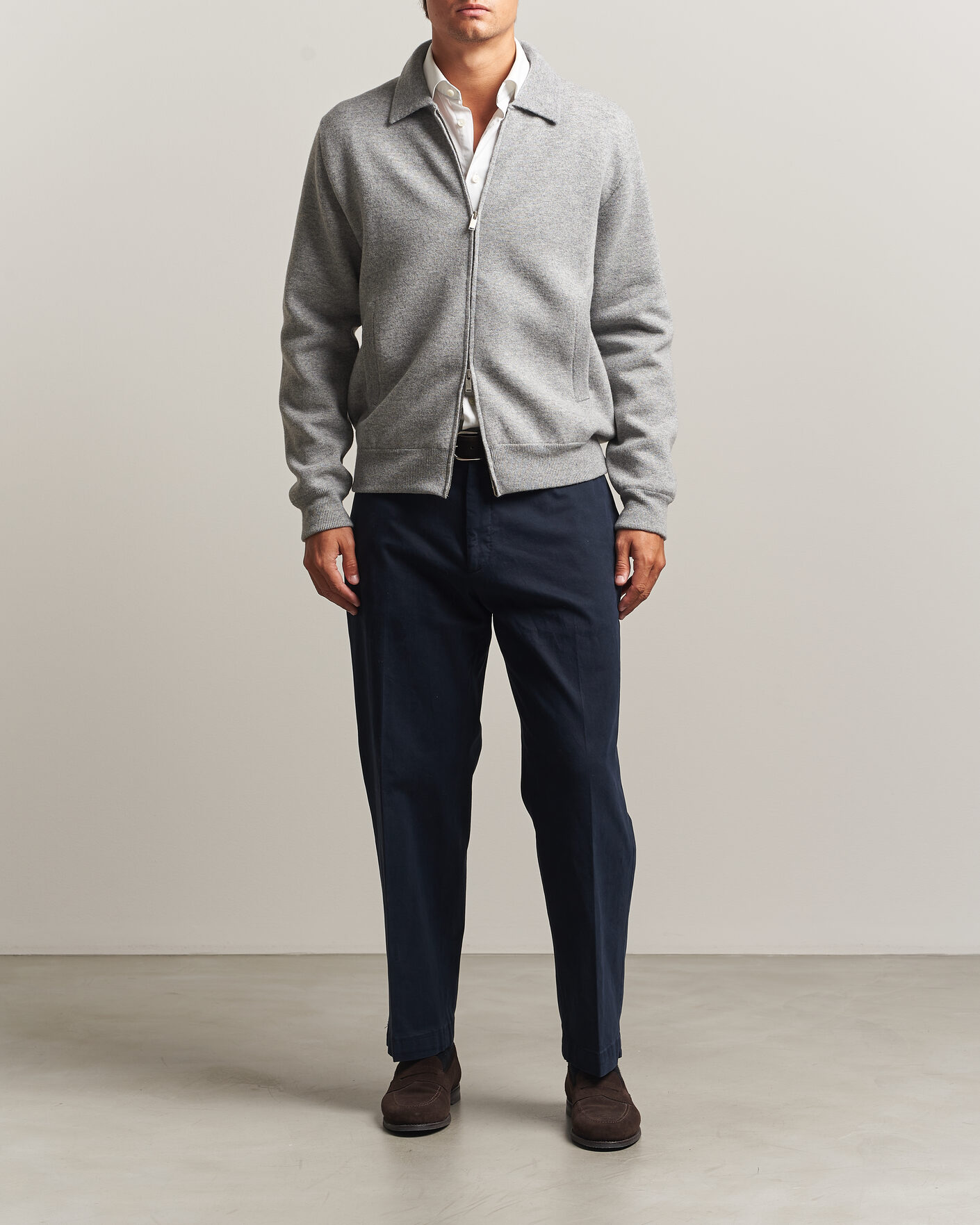 Herren | Jacken | Lardini | Knitted Wool Bomber Jacket Grey