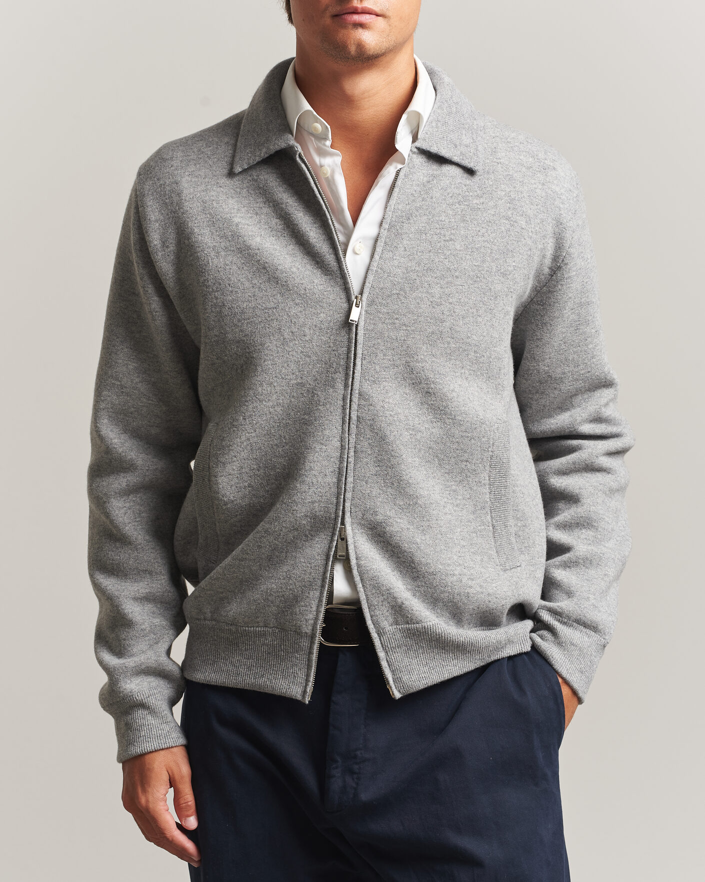 Herren | Jacken | Lardini | Knitted Wool Bomber Jacket Grey
