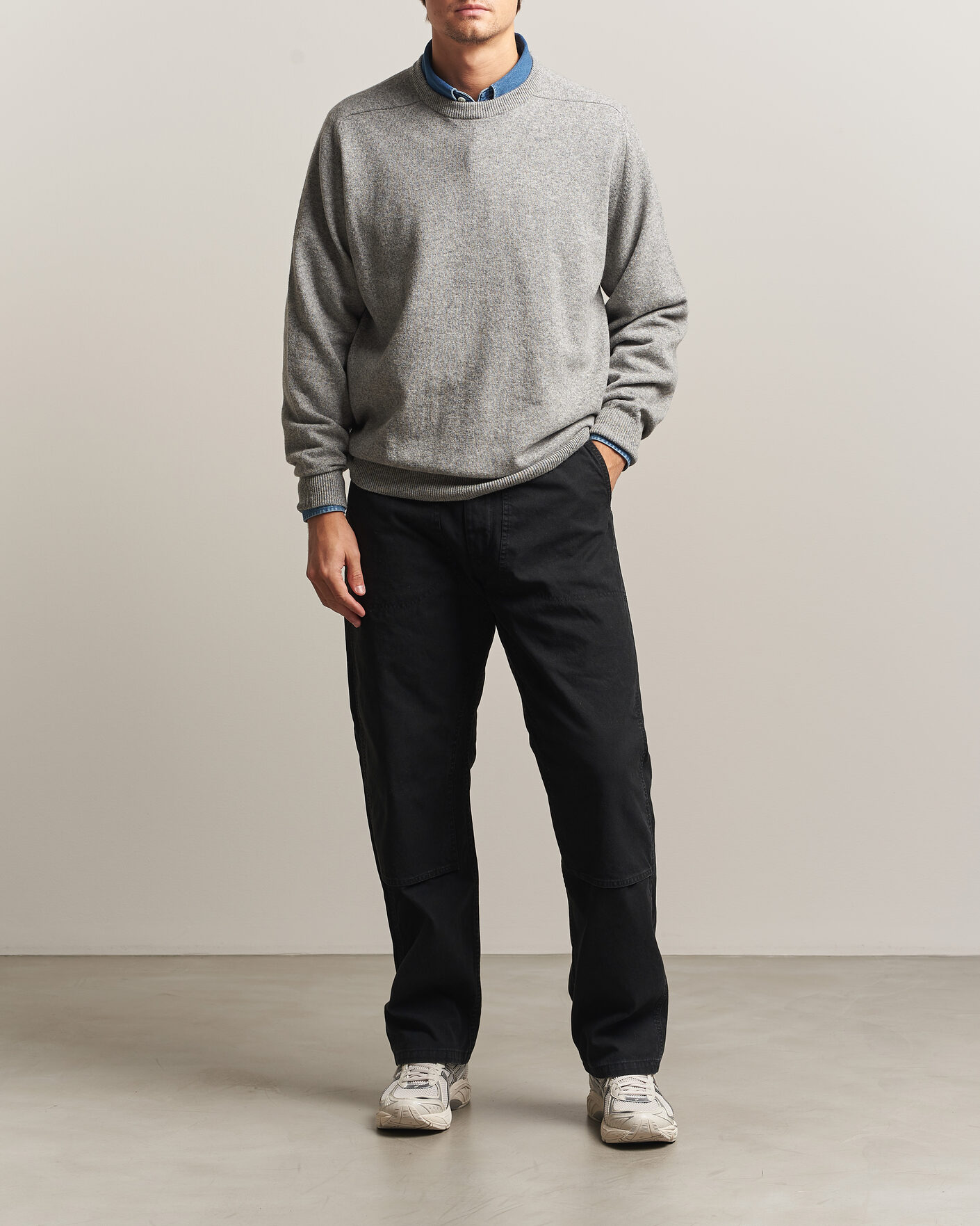 Herren | Pullover | orSlow | Simple Crew Neck Sweater Light Grey