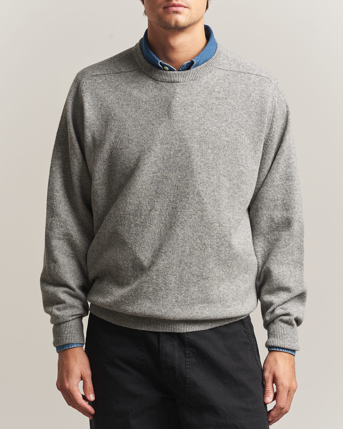 Herren | Pullover | orSlow | Simple Crew Neck Sweater Light Grey