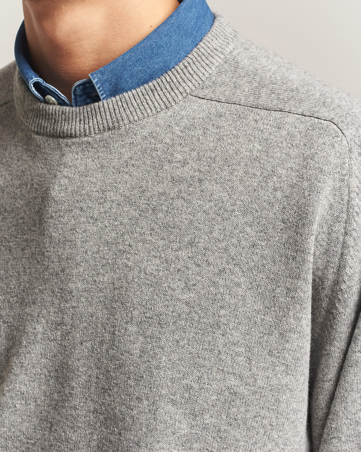 Herren | Pullover | orSlow | Simple Crew Neck Sweater Light Grey