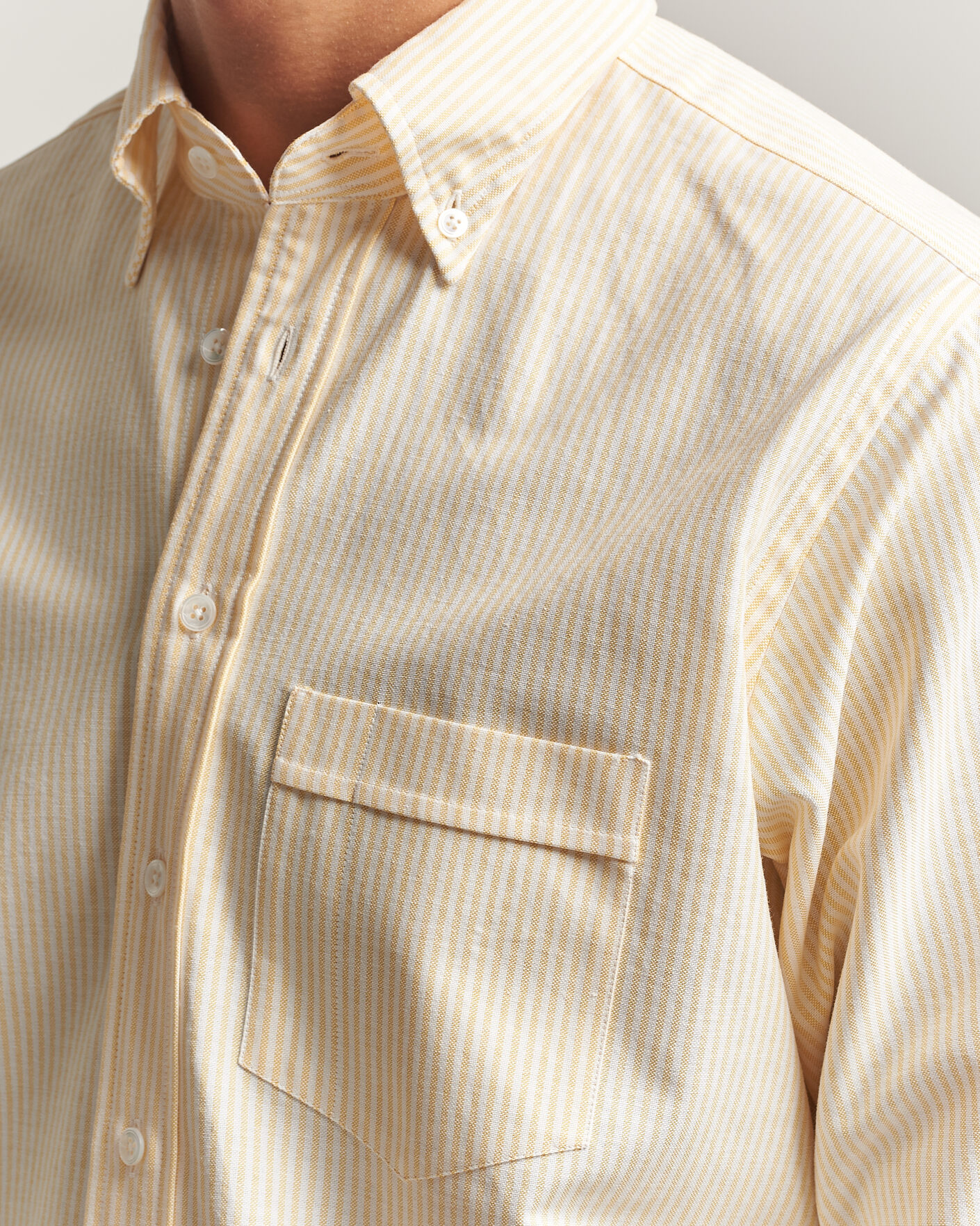 Herren | Hemden | Drake's | Striped Button Down Oxford Shirt Yellow