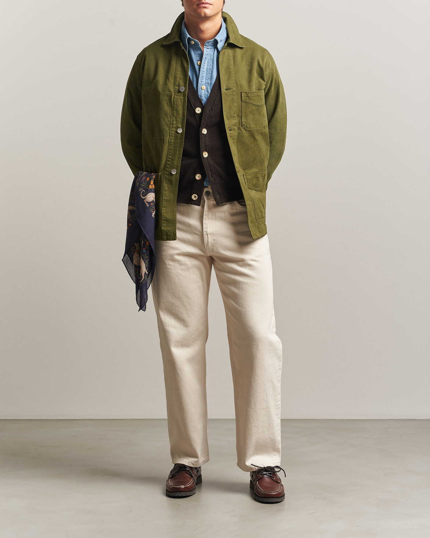 Herren | Jacken | Drake's | Duck Cotton Canvas Chore Jacket Olive