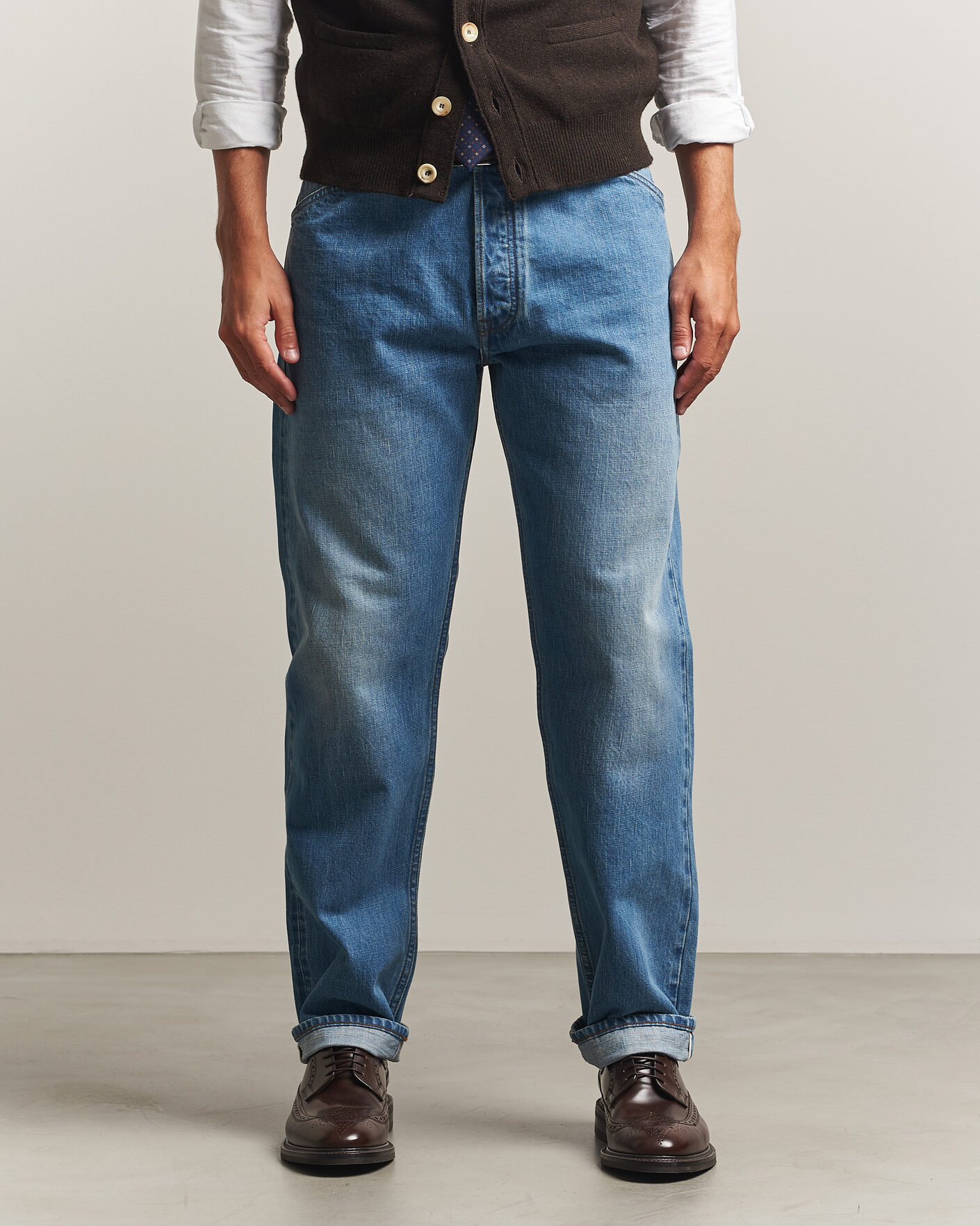 Herren | Jeans | Drake's | 5-Pocket Japanese Selvedge Denim Stone Wash