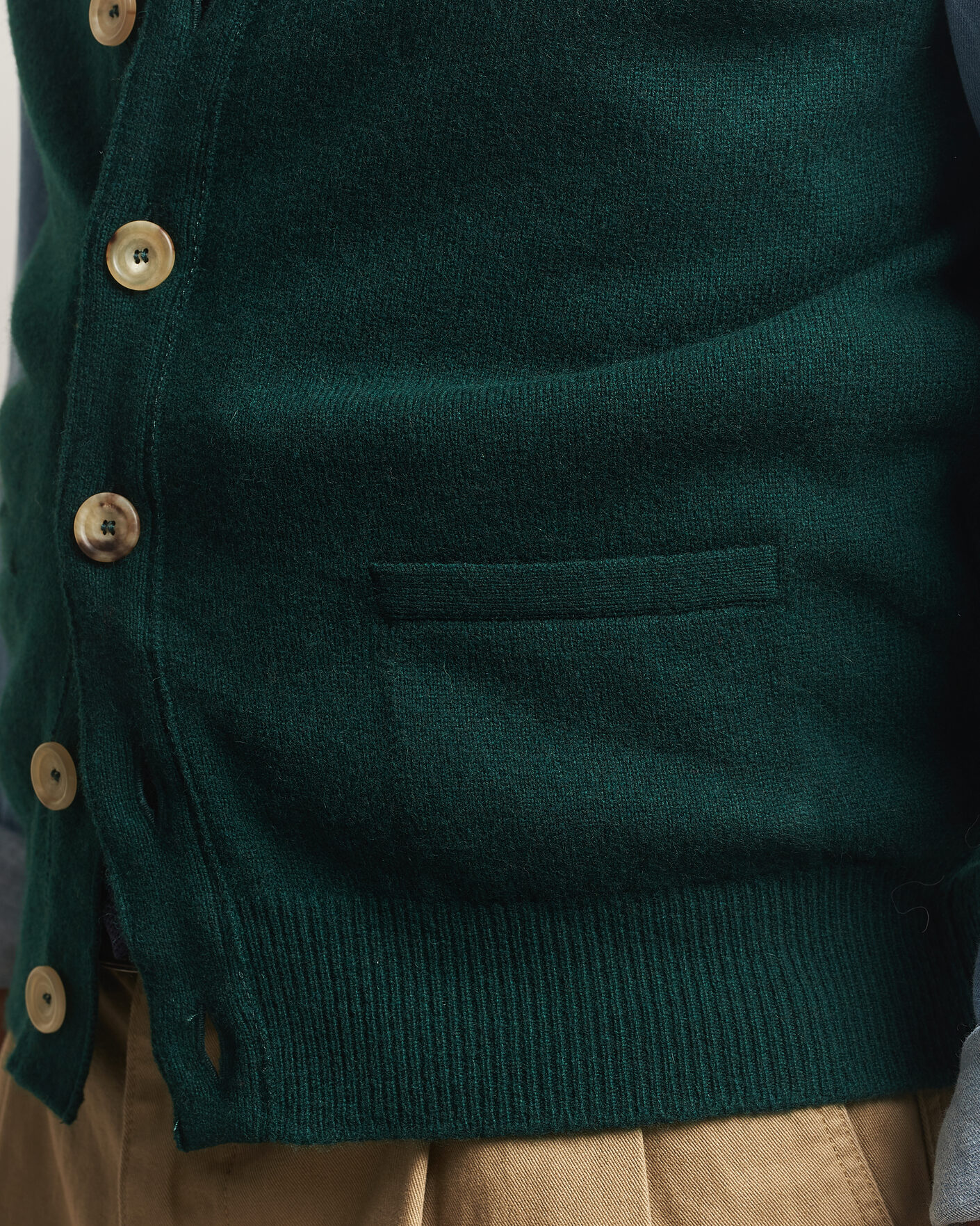 Herren | Pullover | Drake's | Lambswool Vest Cardigan Green