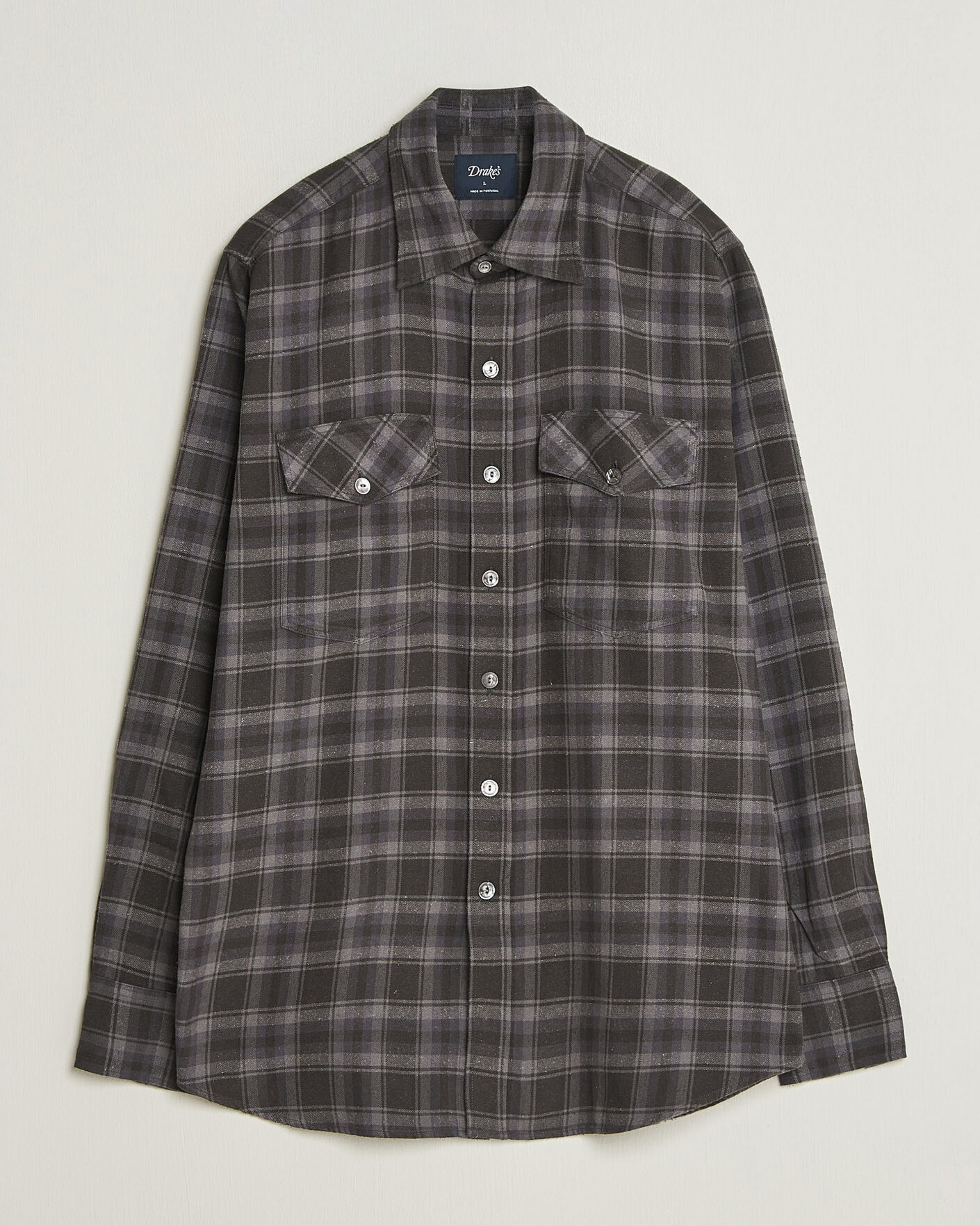Herren | Hemden | Drake's | Cotton/Silk Two Pocket Shirt Grey
