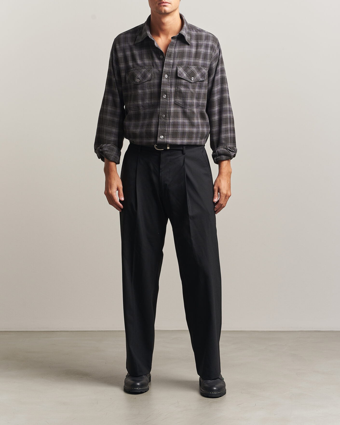 Herren | Hemden | Drake's | Cotton/Silk Two Pocket Shirt Grey