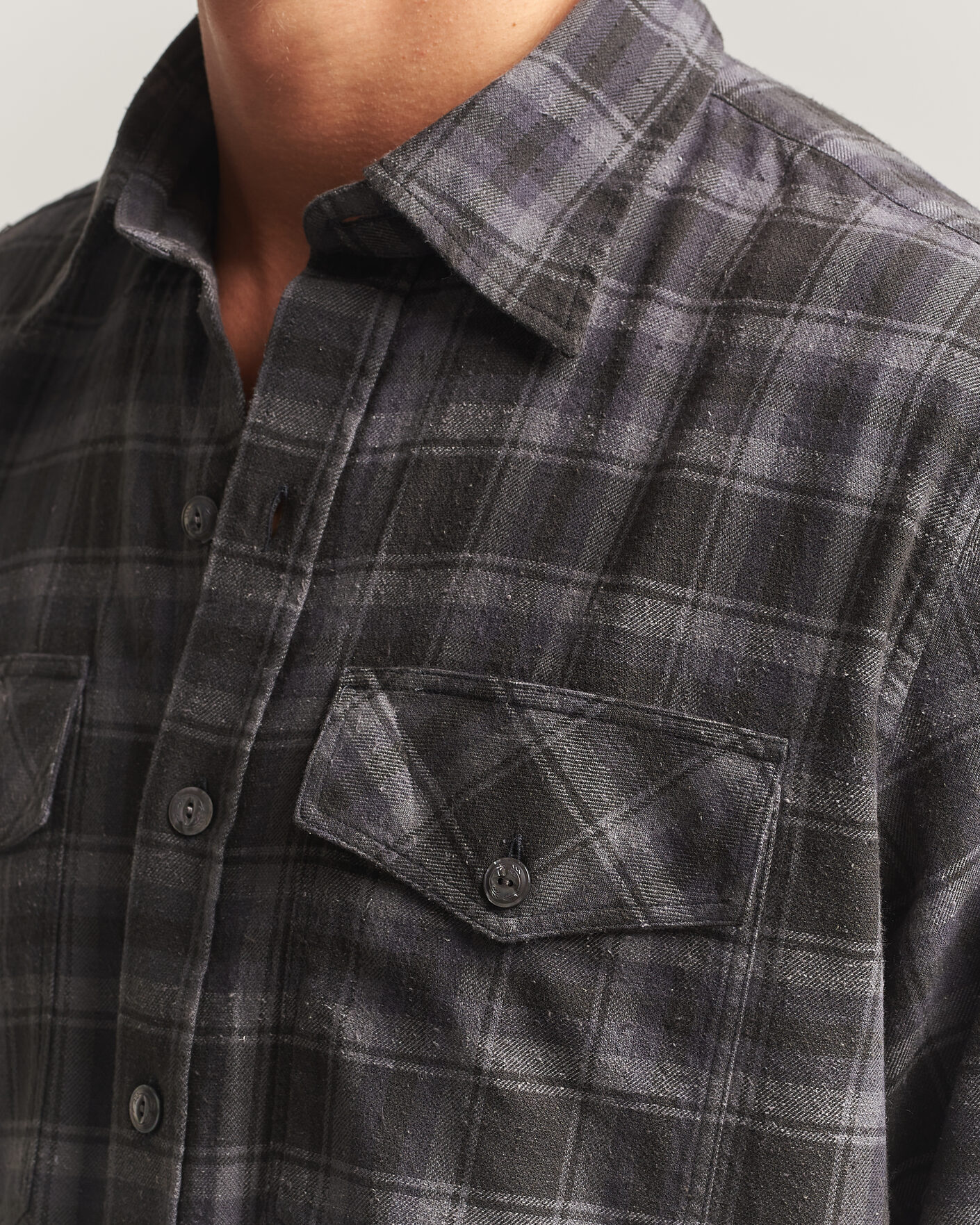 Herren | Hemden | Drake's | Cotton/Silk Two Pocket Shirt Grey