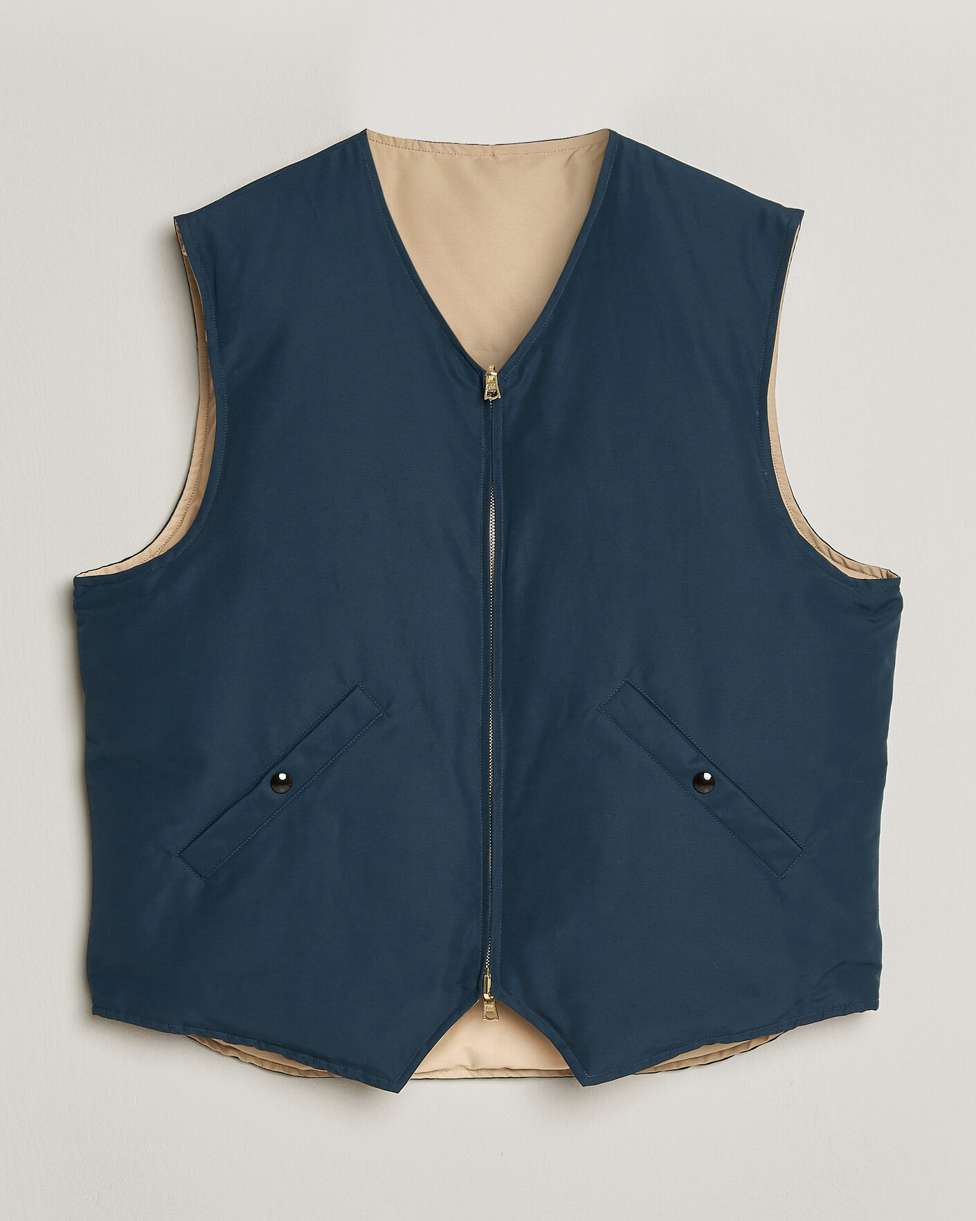 Herren | Westen | Drake's | Reversible Down Vest Petrol/Ecru