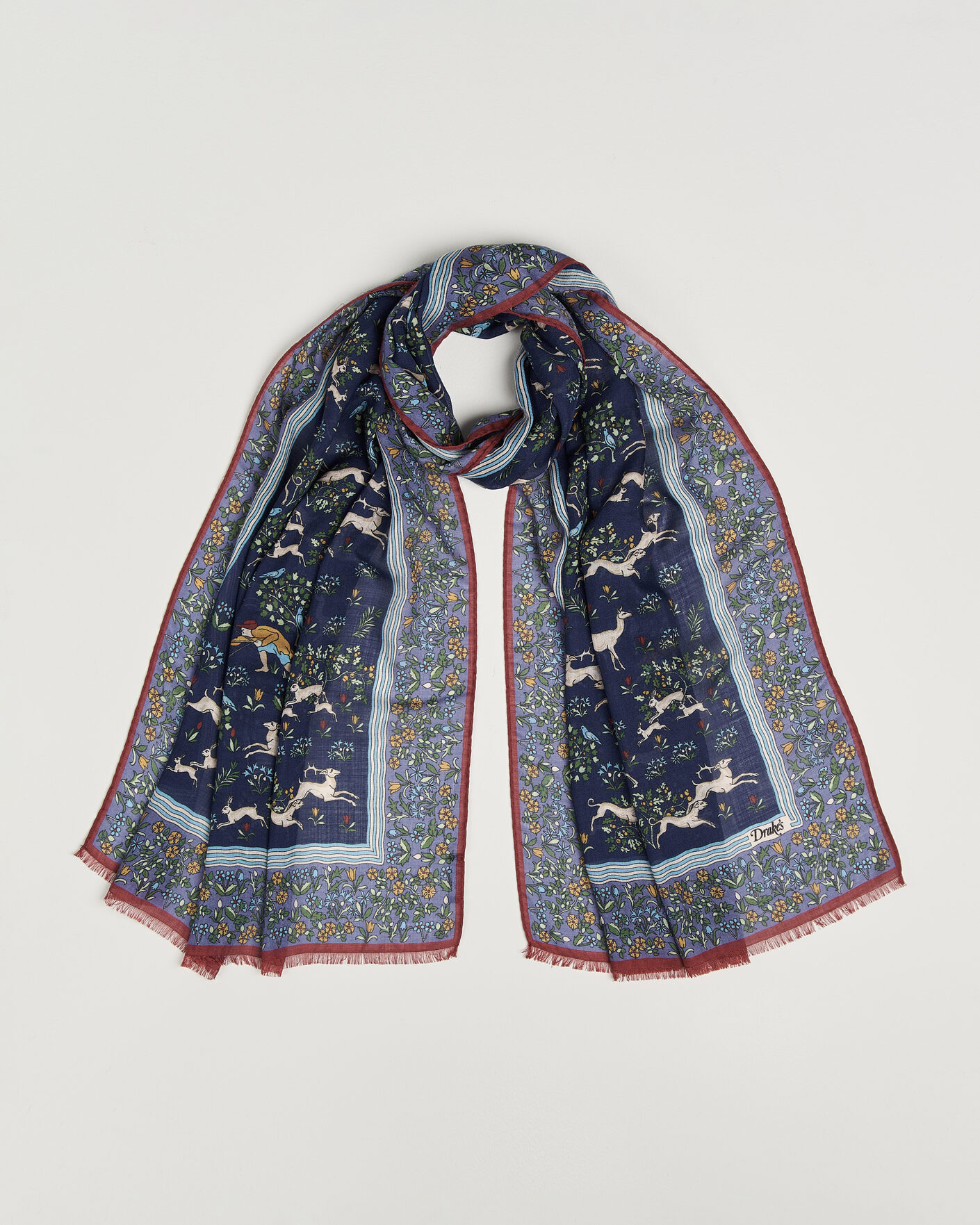 Herren | Tücher | Drake's | Archival Animals Wool/Silk Scarf Navy