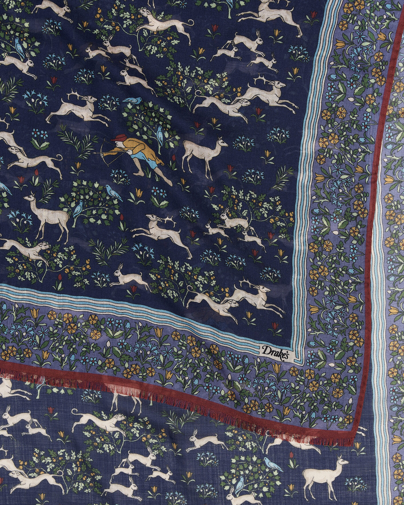 Herren | Tücher | Drake's | Archival Animals Wool/Silk Scarf Navy