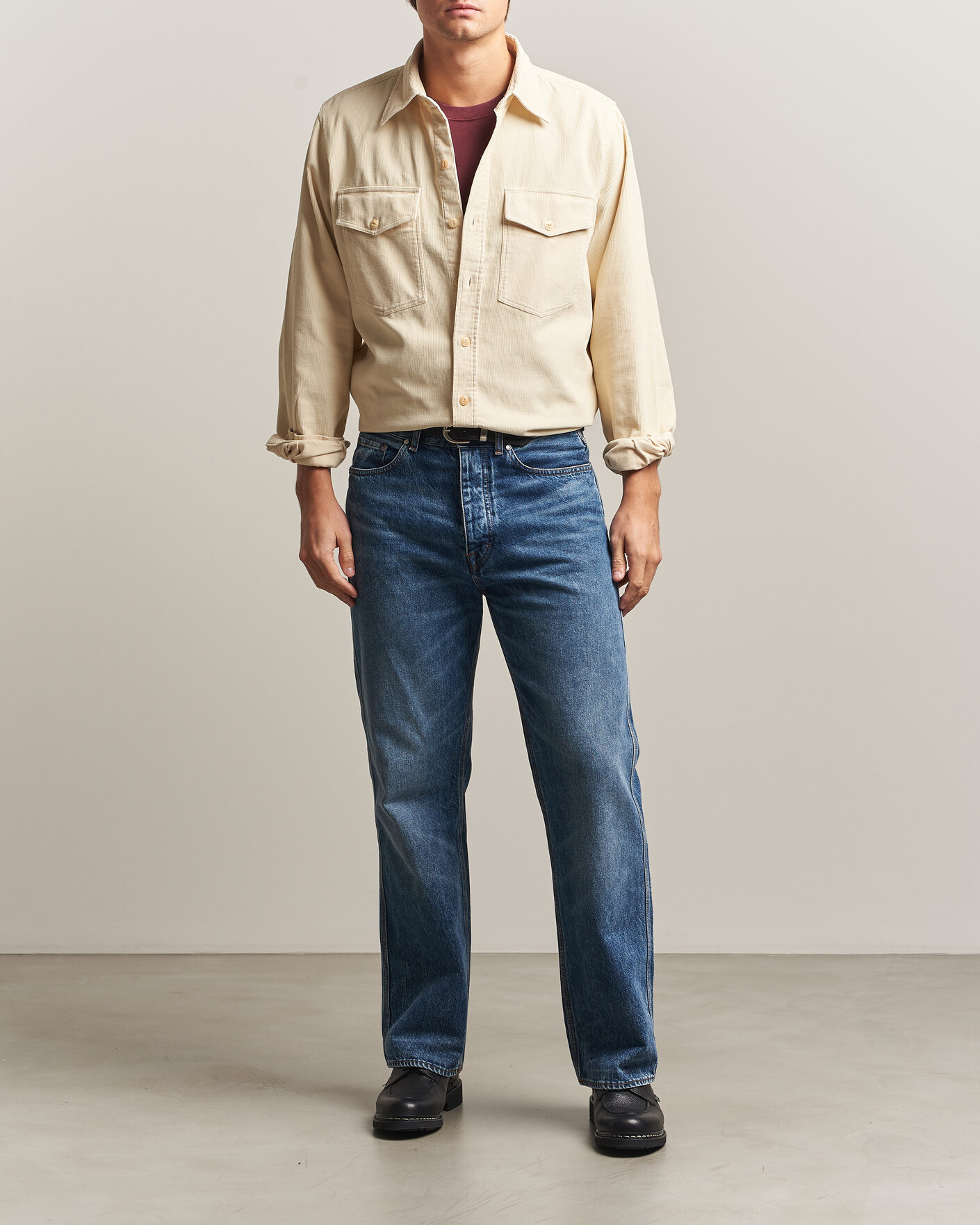 Herren | Hemden | Drake's | Two Pocket Corduroy Shirt Ecru
