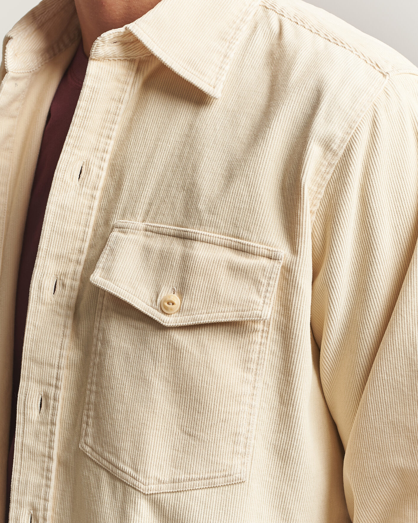 Herren | Hemden | Drake's | Two Pocket Corduroy Shirt Ecru