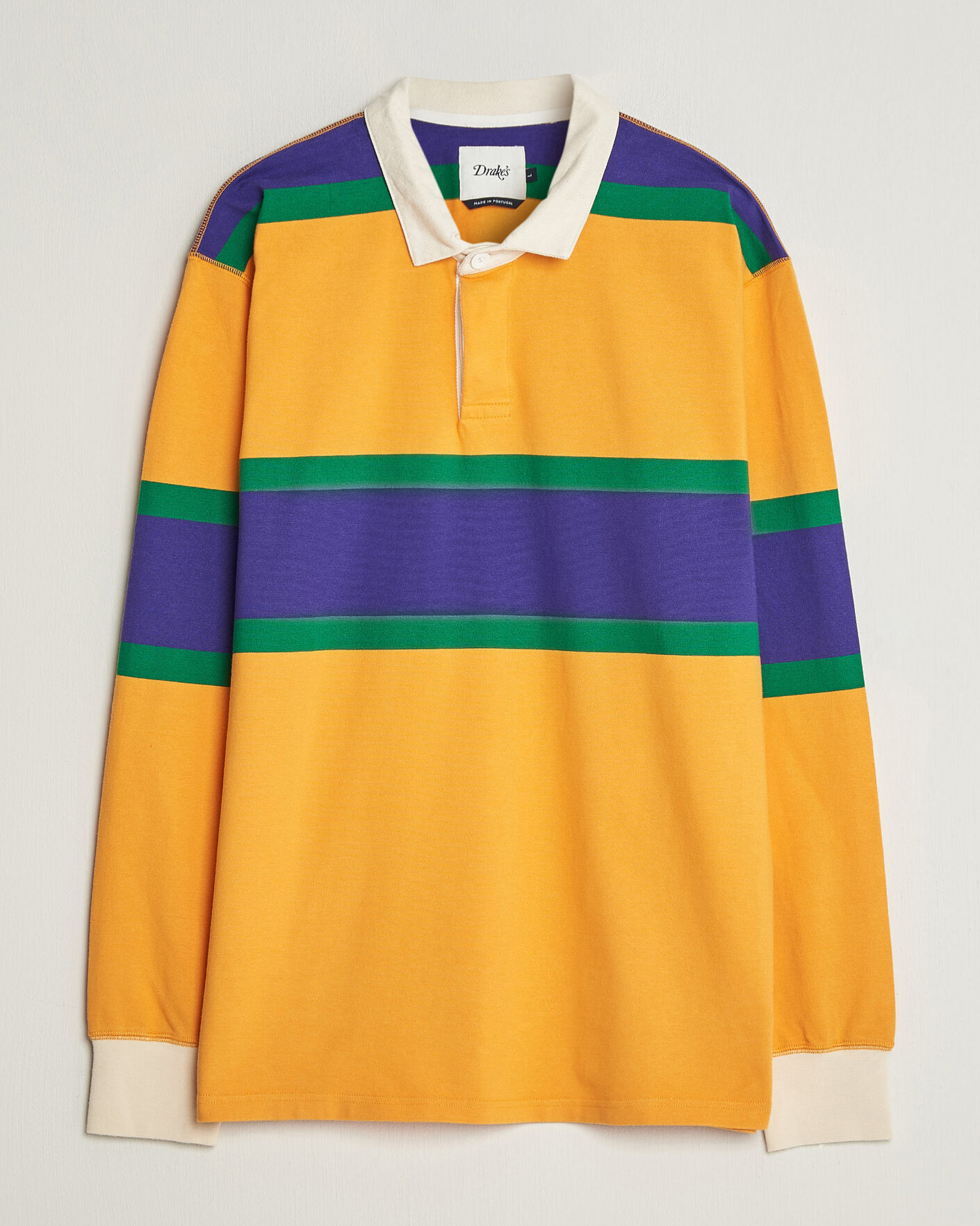 Herren | Pullover | Drake's | Block Stripe Rugby Yellow