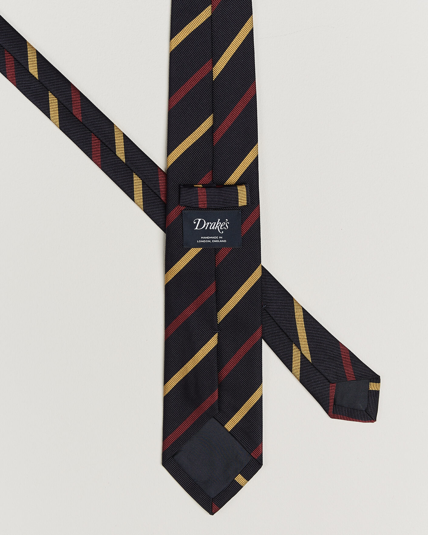 Herren | Krawatten | Drake's | Line Stripe Super Reppe Tie Navy/Red/Yellow