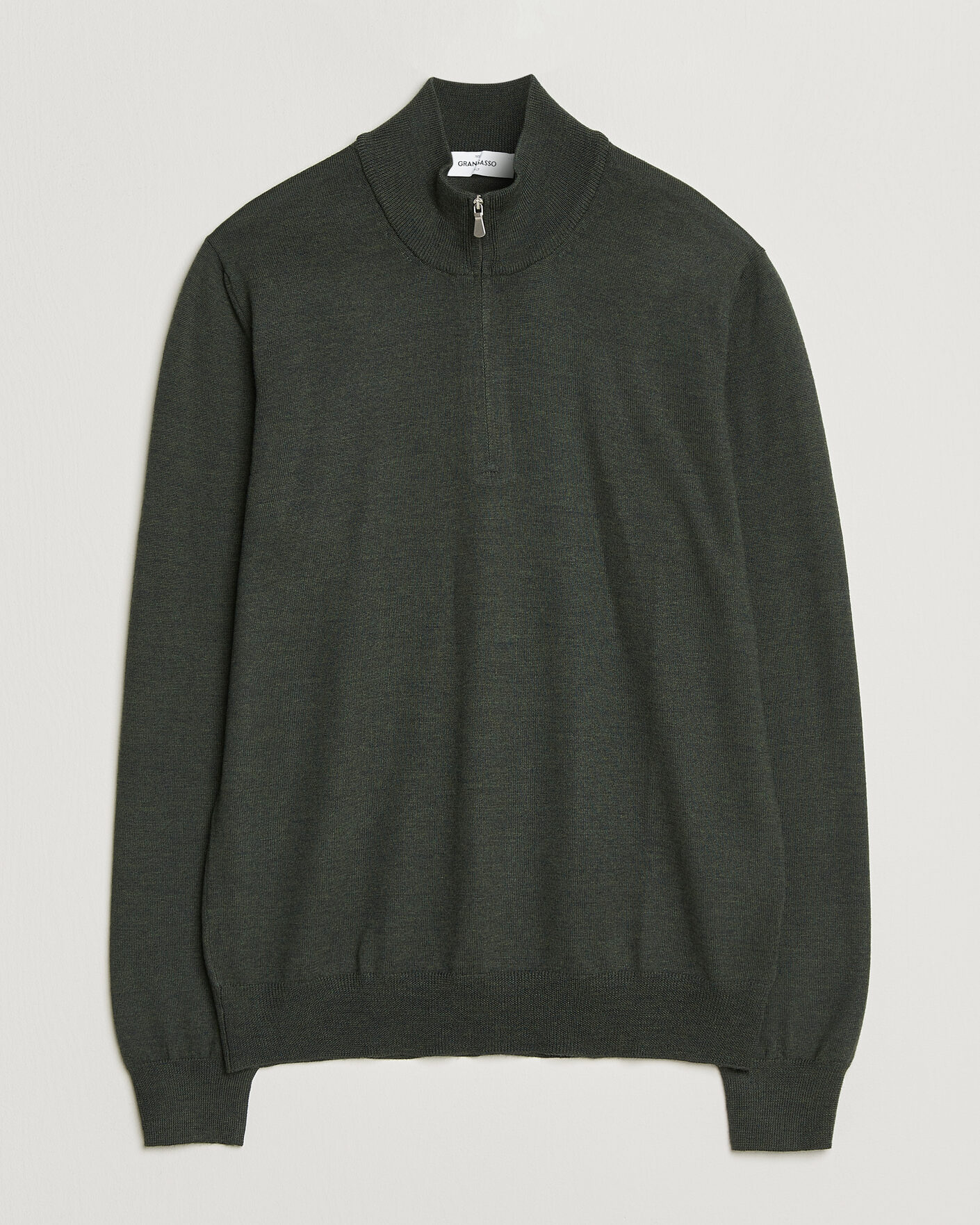 Herren | Pullover | Gran Sasso | Merino Fashion Fit Half Zip Olive Melange