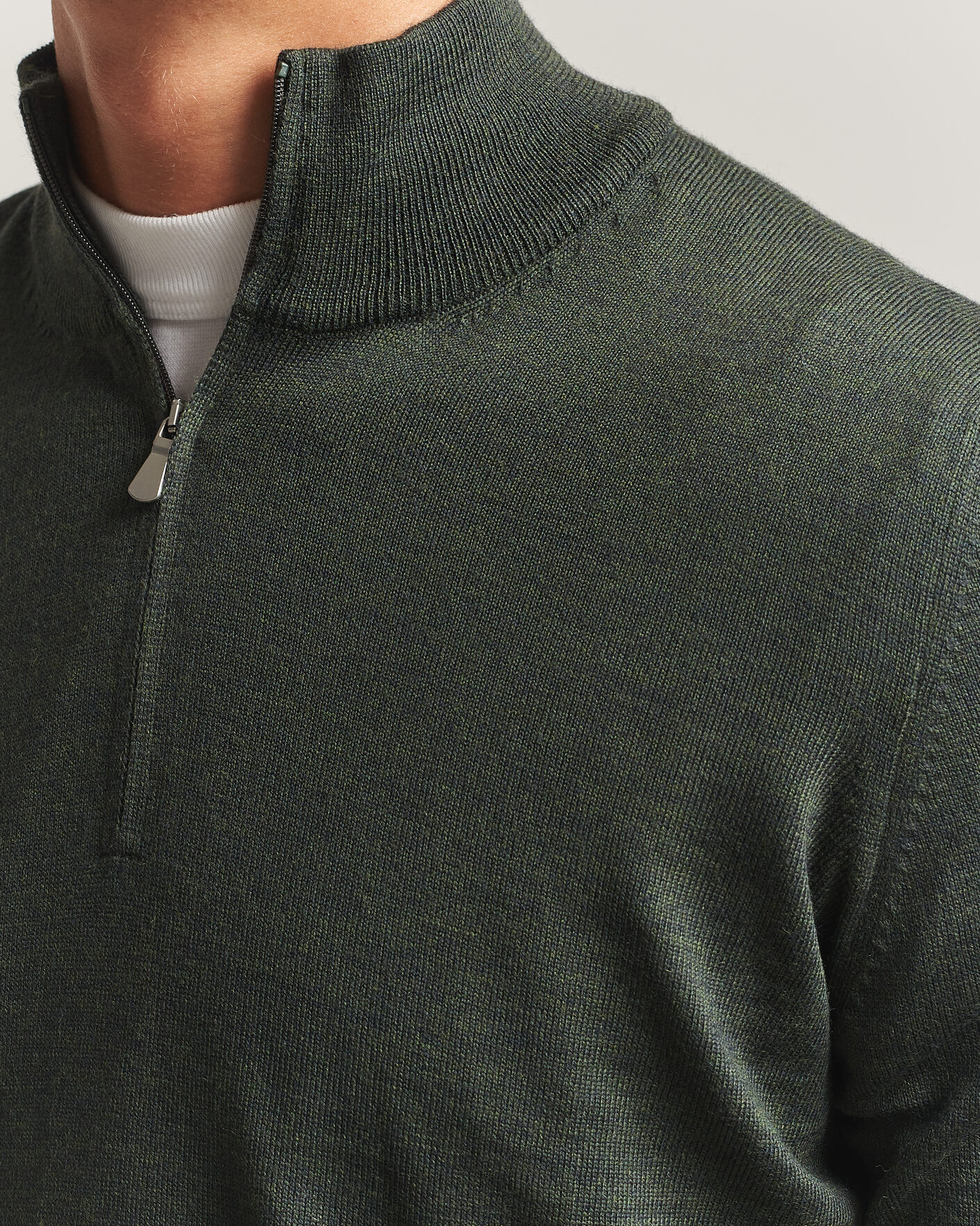 Herren | Pullover | Gran Sasso | Merino Fashion Fit Half Zip Olive Melange