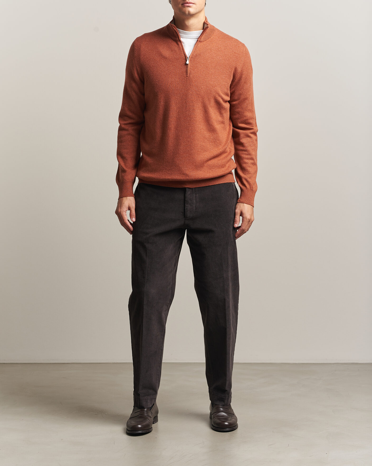 Herren | Pullover | Gran Sasso | Wool/Cashmere Half Zip Rust Orange