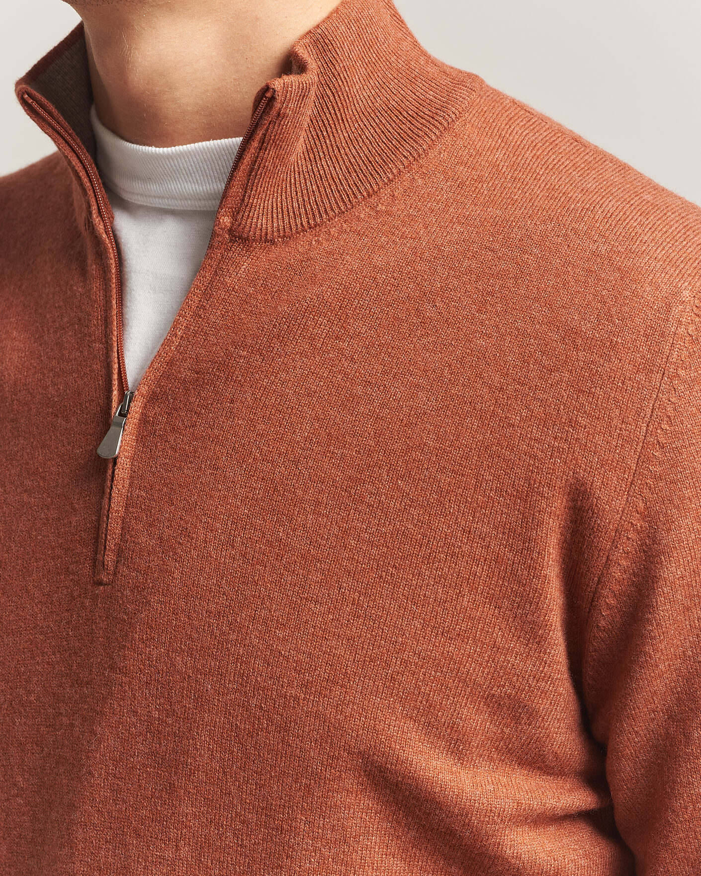 Herren | Pullover | Gran Sasso | Wool/Cashmere Half Zip Rust Orange