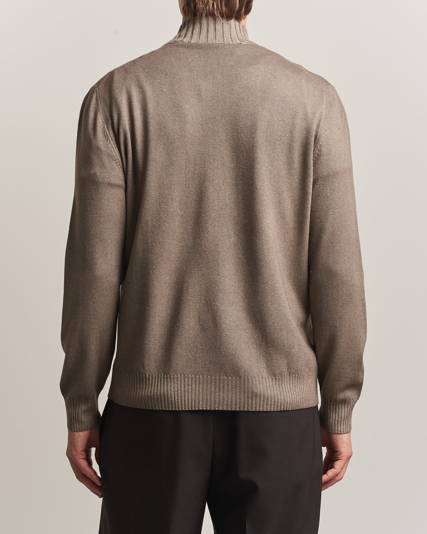 Herren | Pullover | Gran Sasso | Wool/Cashmere Washed Full Zip Brown Melange