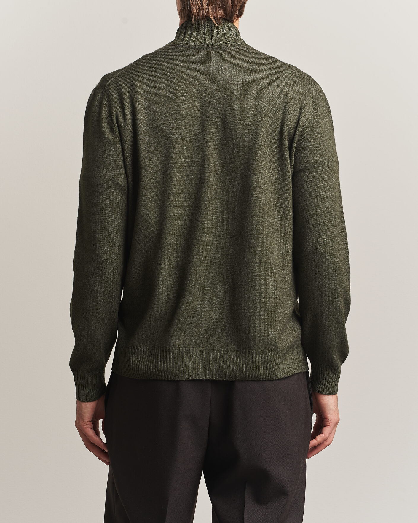 Herren | Pullover | Gran Sasso | Wool/Cashmere Washed Full Zip Olive Melange