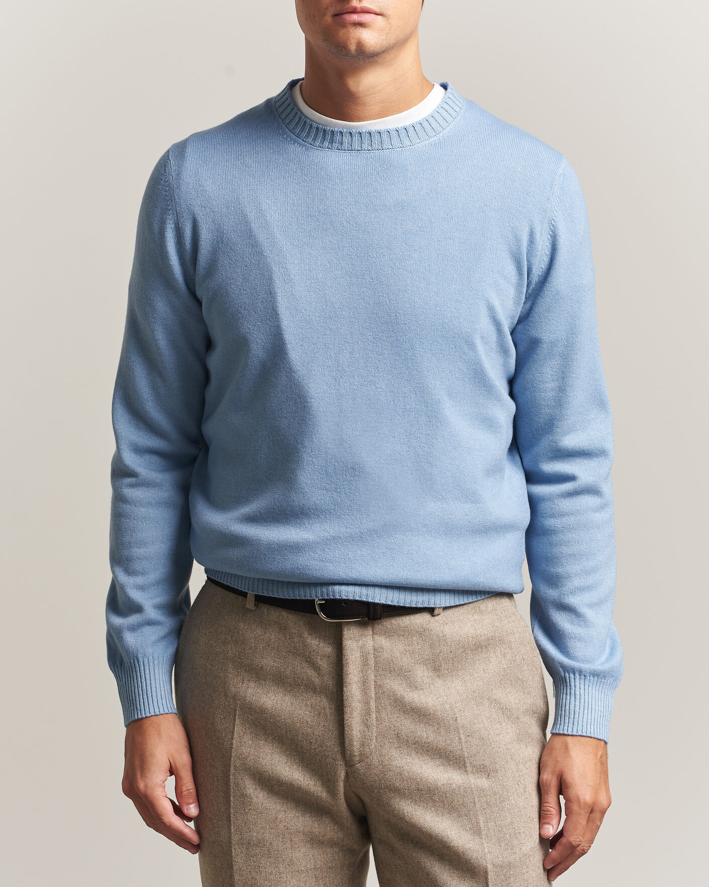 Herren | Pullover | Gran Sasso | Wool/Cashmere Washed Crew Neck Blue Melange