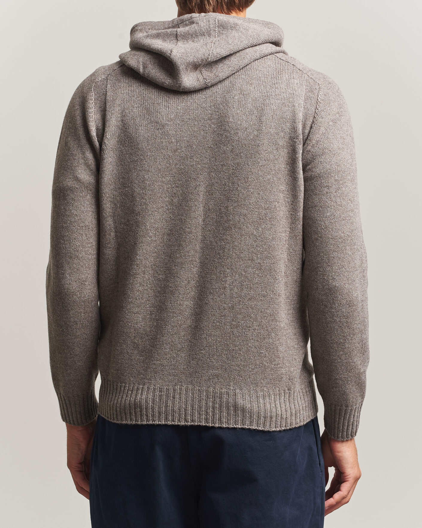 Herren | Pullover | Gran Sasso | Full Zip Wool Hoodie Taupe Melange