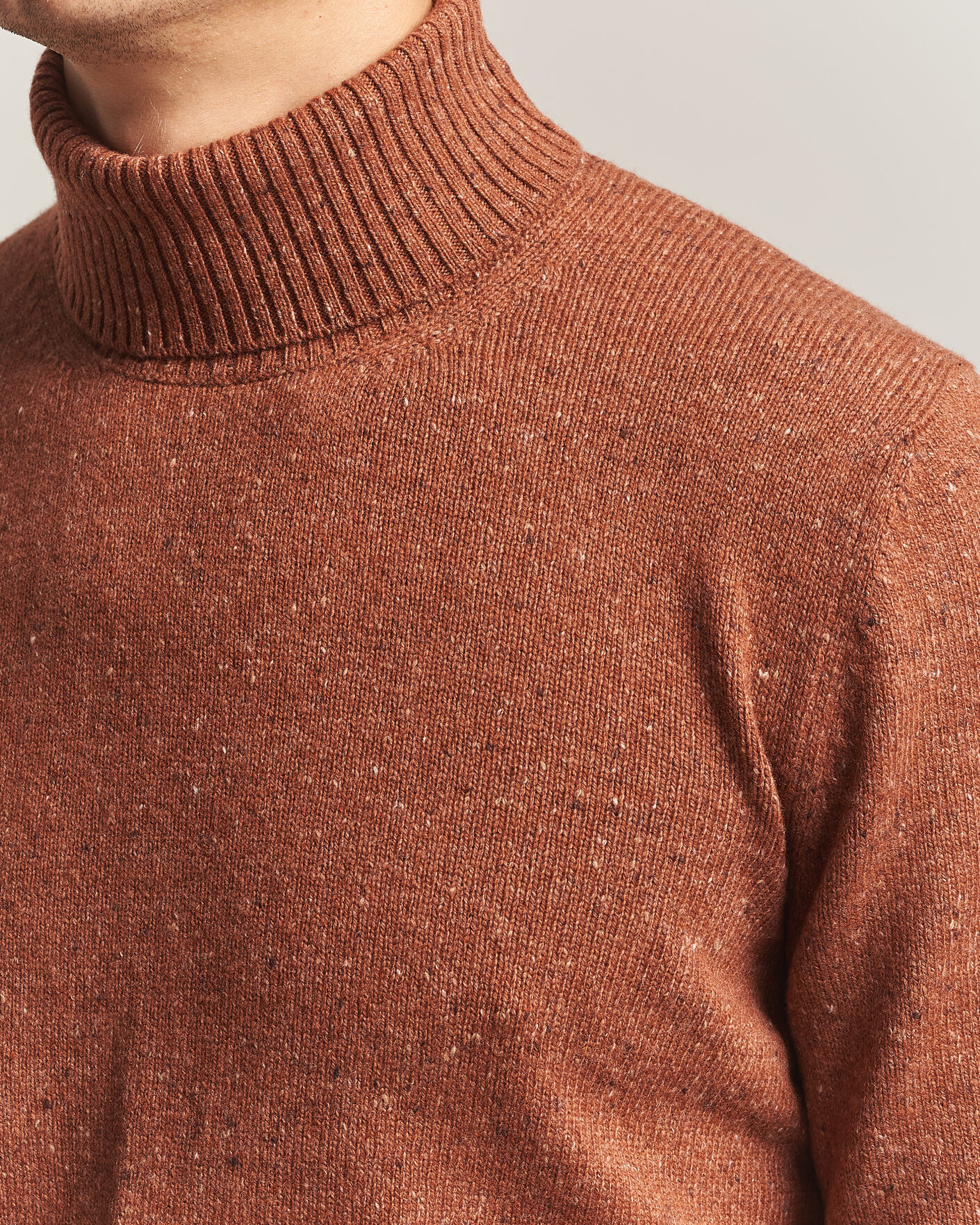 Herren | Pullover | Gran Sasso | Wool/Cashmere Donegal Rollneck Rust Orange