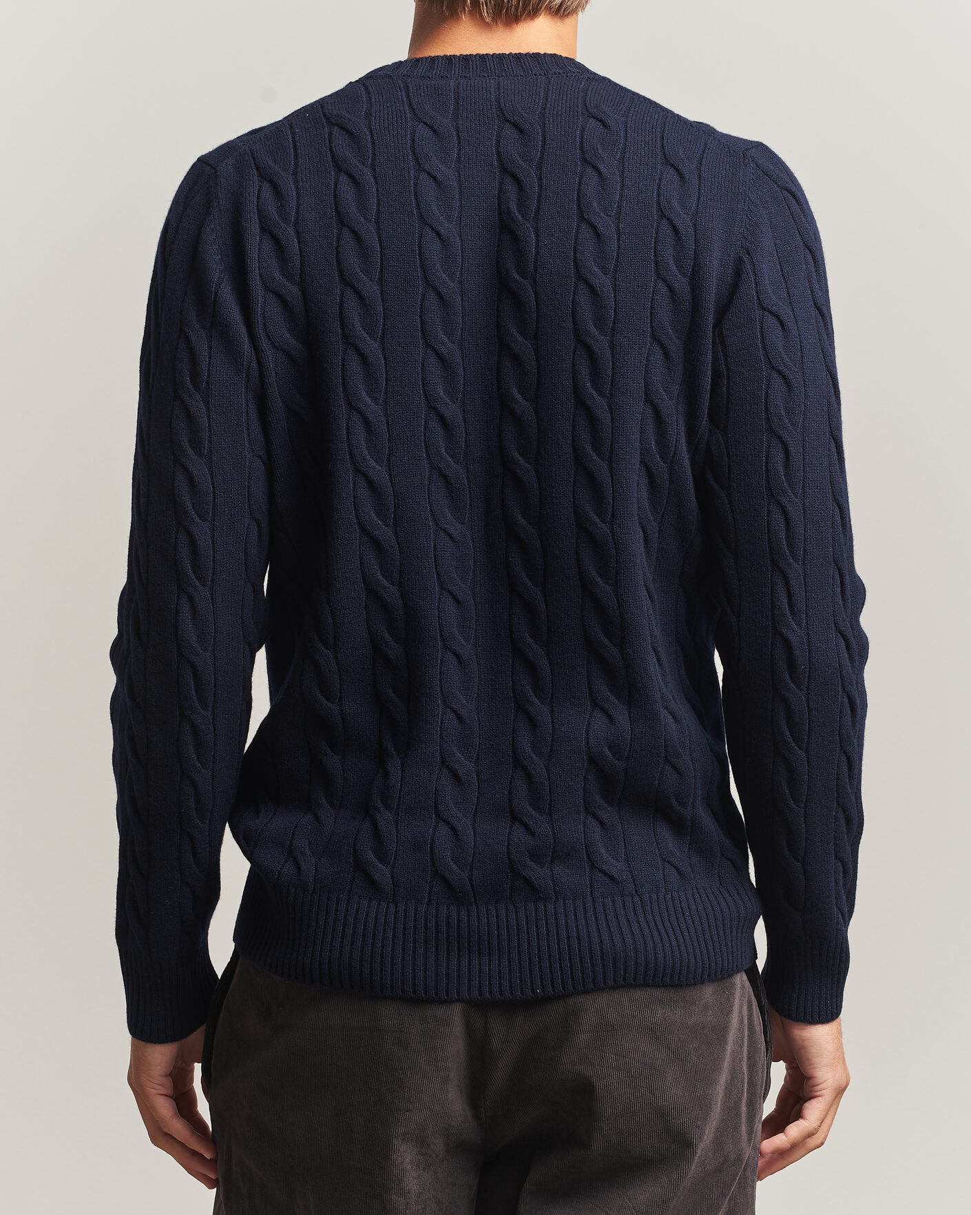 Herren | Pullover | Gran Sasso | Wool/Cashmere Cable Crew Neck Navy