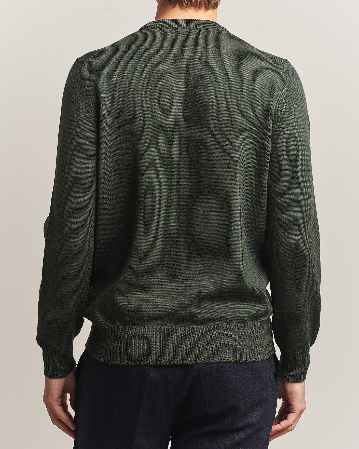 Herren | Pullover | Gran Sasso | Merino Knitted Crew Neck Olive Melange