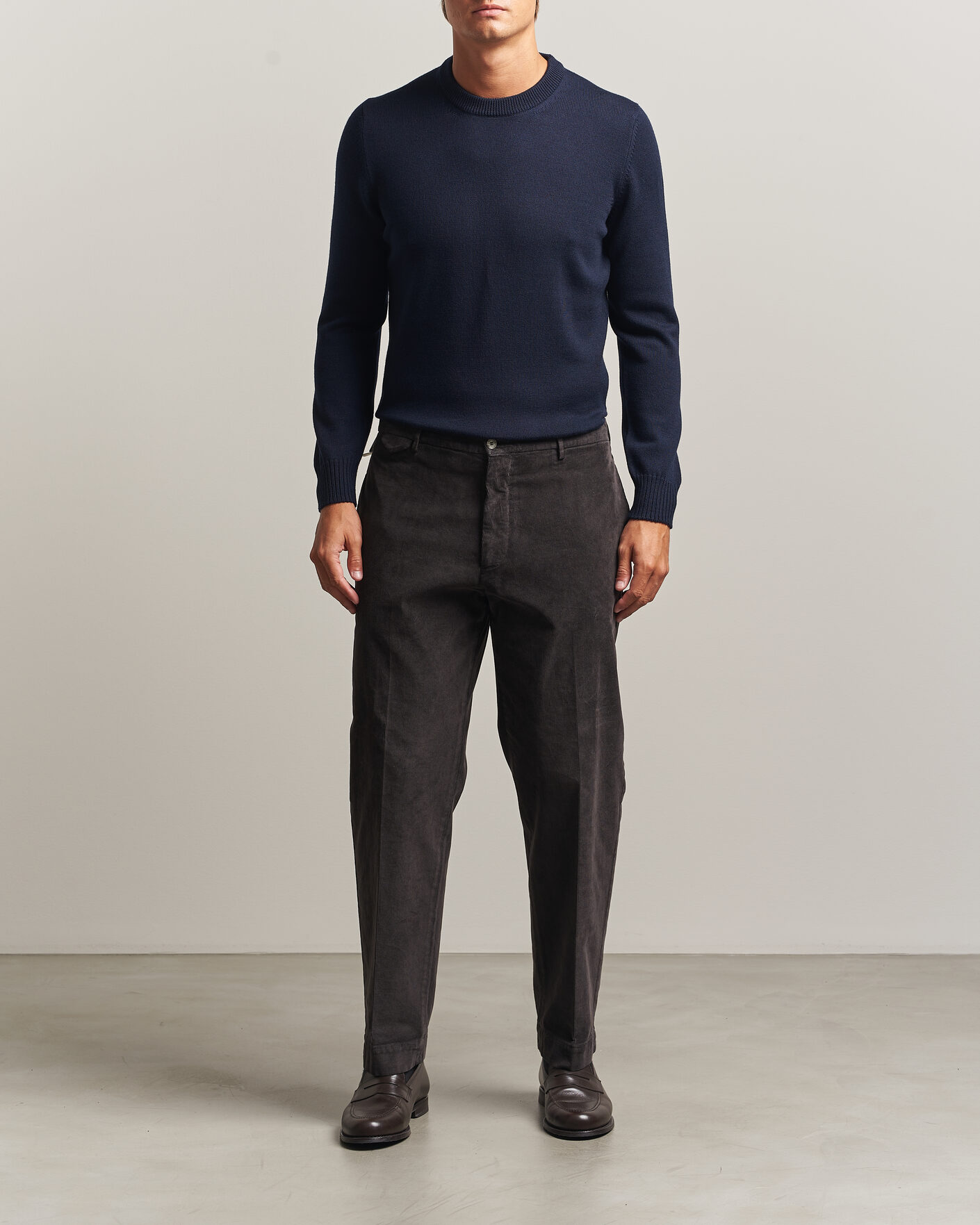 Herren | Pullover | Gran Sasso | Merino Knitted Crew Neck Navy