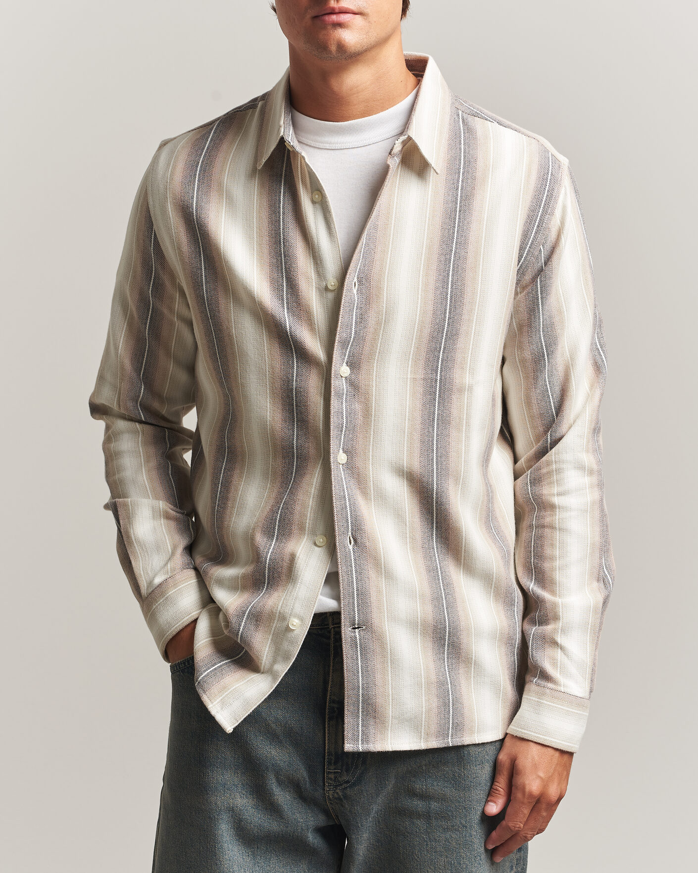 Herren | Hemden | KnowledgeCotton Apparel | Dune Regular Stripe Shirt Creme