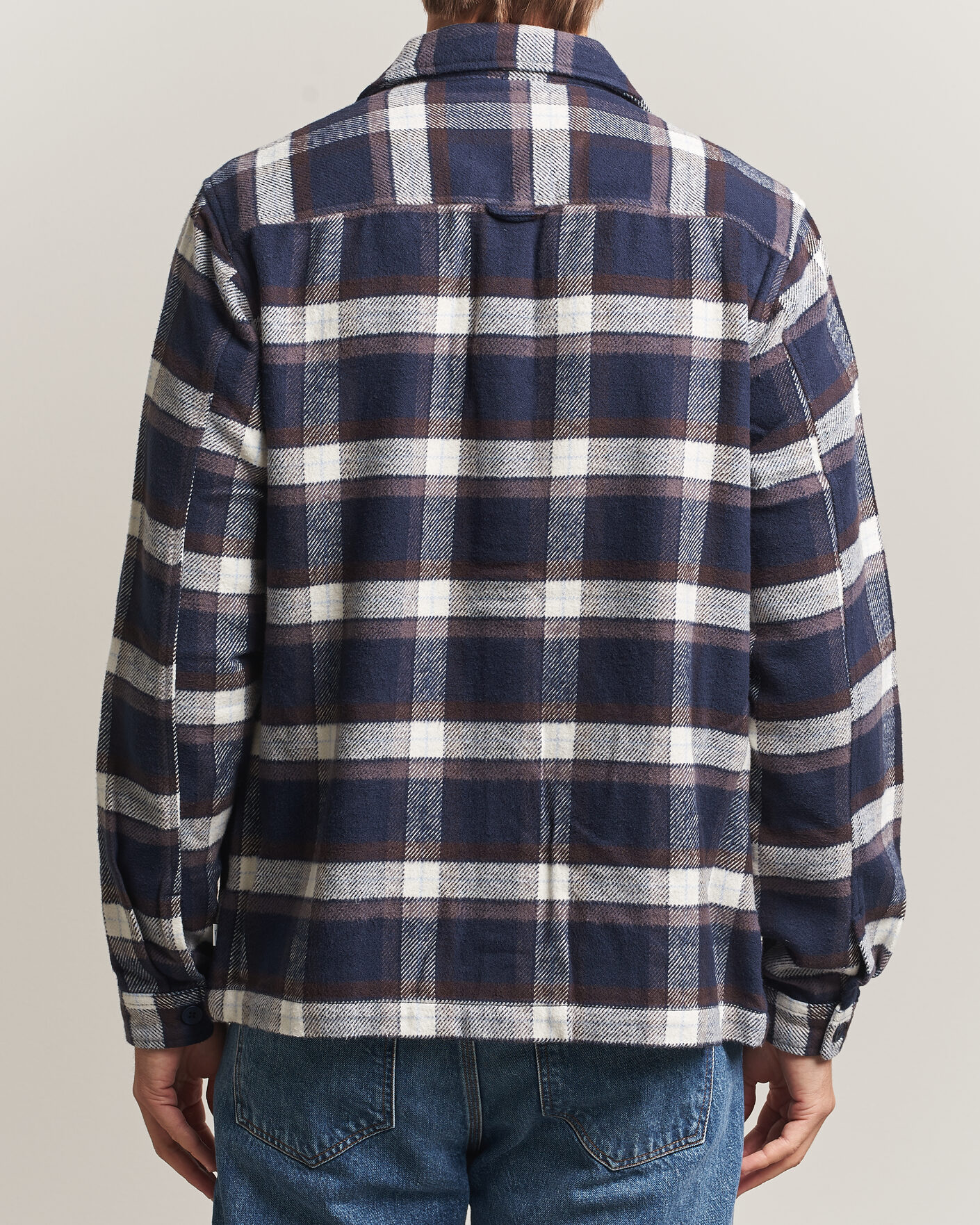 Herren | Hemden | KnowledgeCotton Apparel | Flannel Check Overshirt Navy