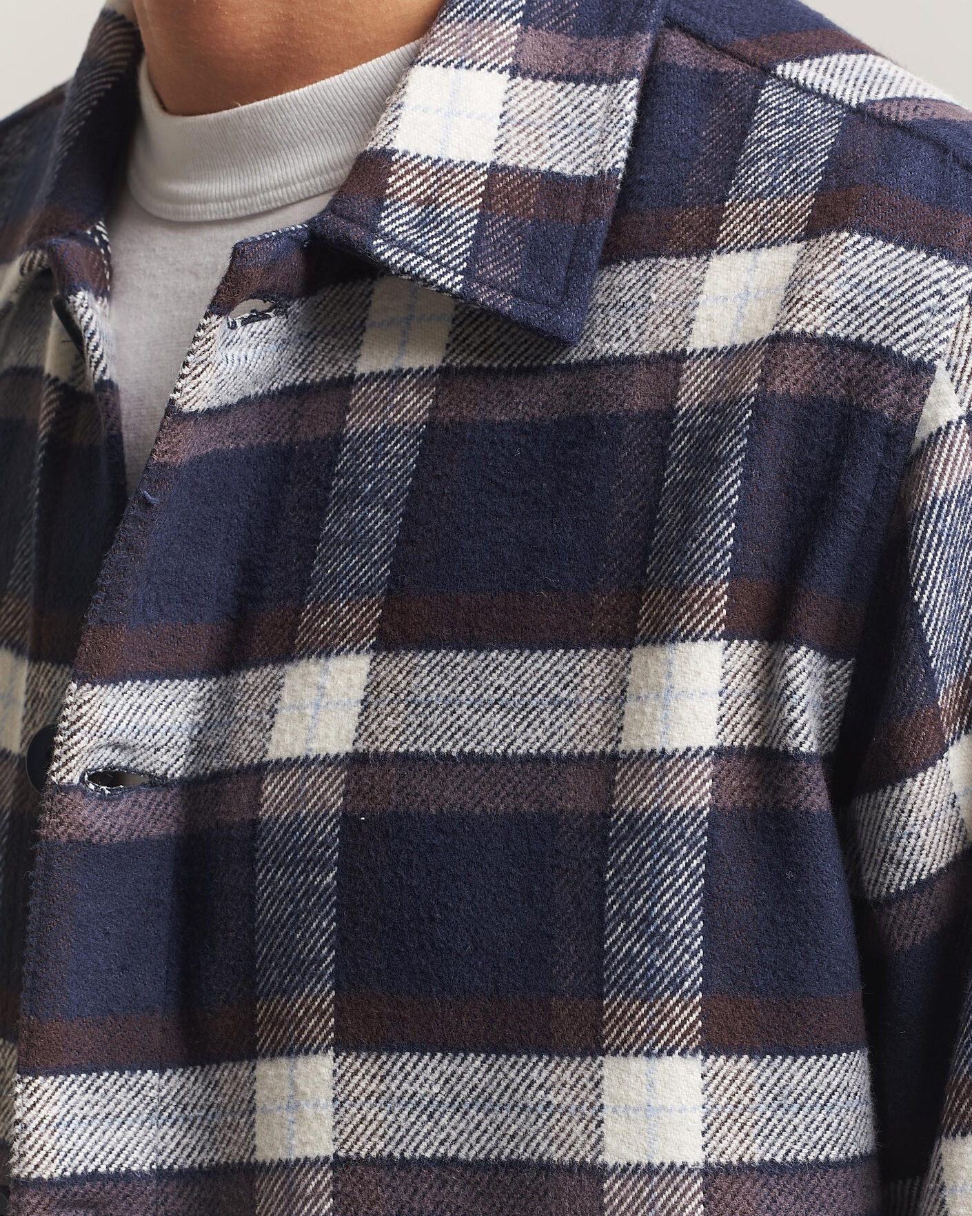 Herren | Hemden | KnowledgeCotton Apparel | Flannel Check Overshirt Navy