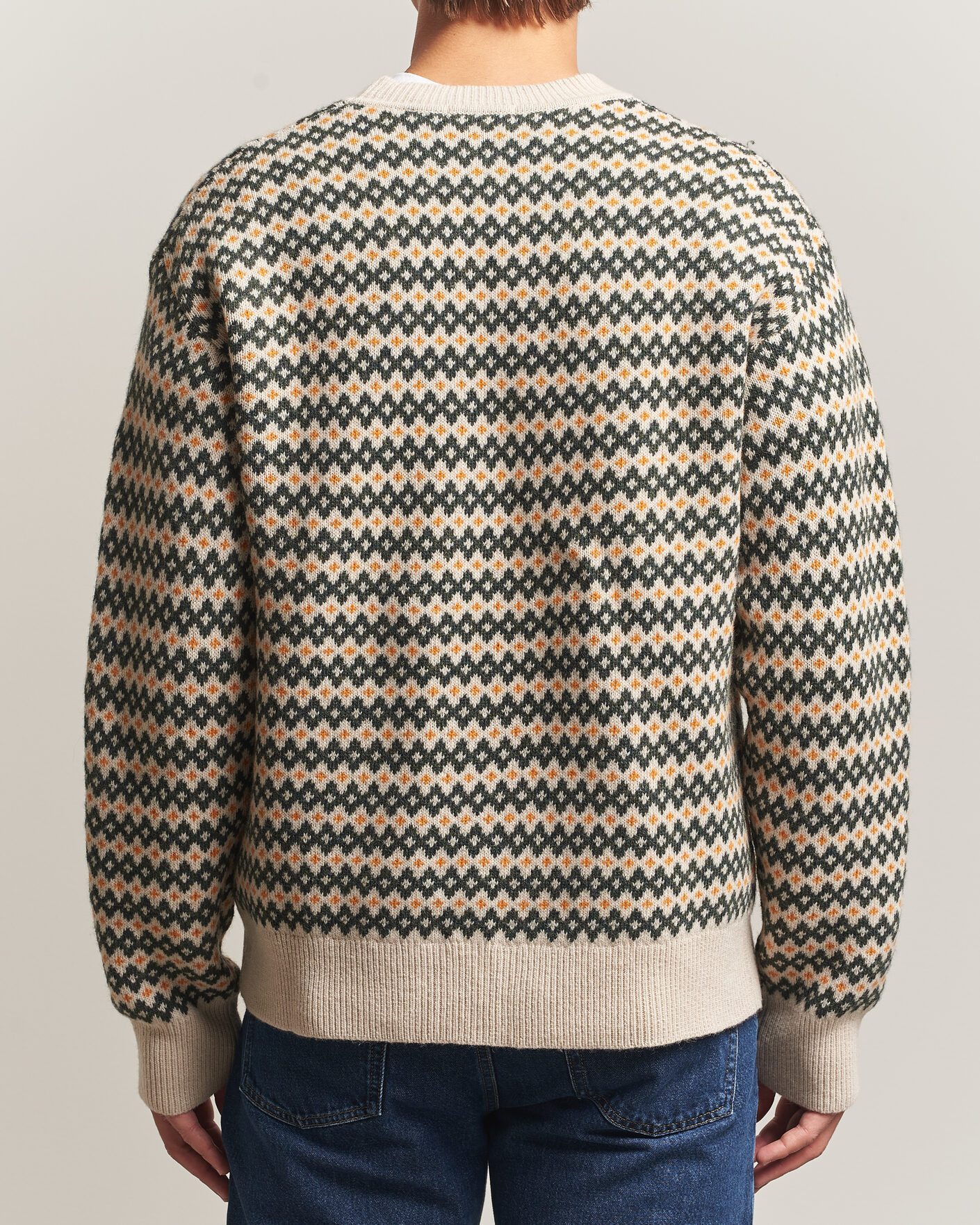 Herren | Pullover | KnowledgeCotton Apparel | Lambswool Jaquard Sweater Green