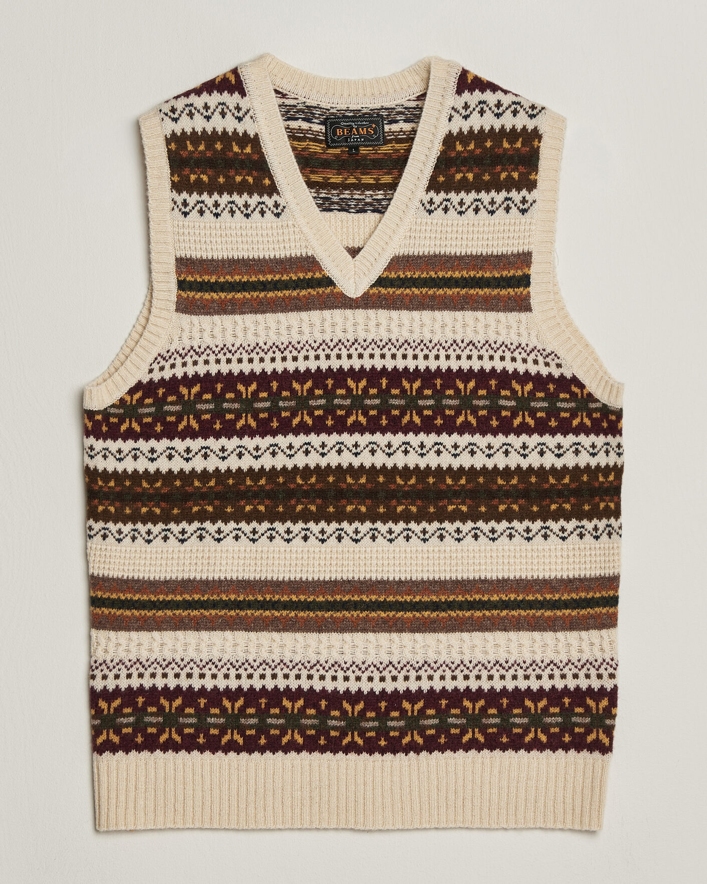 Herren | Pullover | BEAMS PLUS | Fair Isle Knit Vest Beige