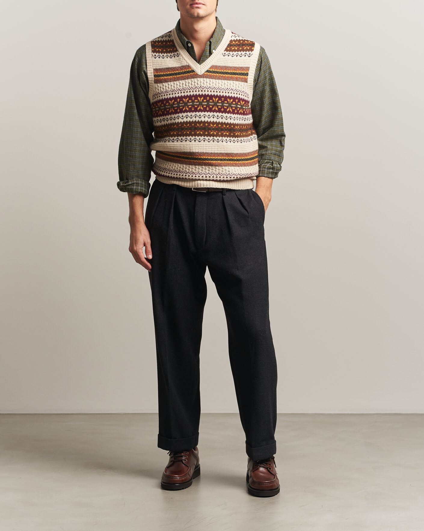Herren | Pullover | BEAMS PLUS | Fair Isle Knit Vest Beige